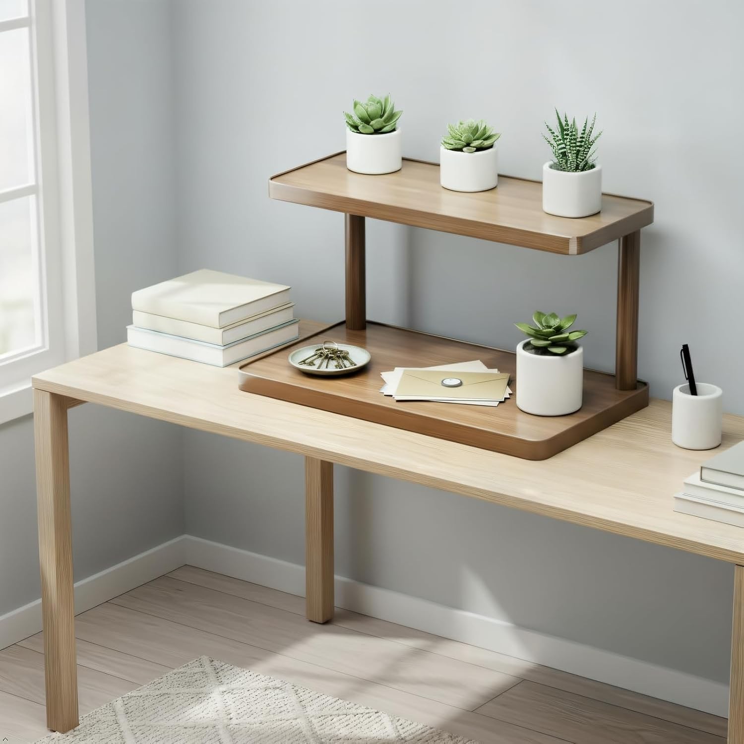 JOINICE Coffee Table with Storage, Simple Desktop Bookshelf Supplies Storage