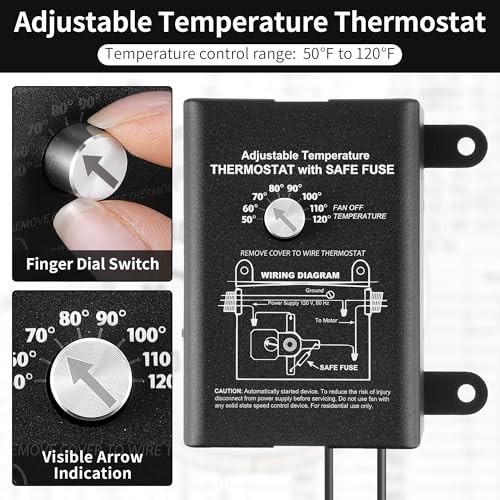 Attic Fan Thermostat Control Adjustable Temperature Dial 50-120F Programmable