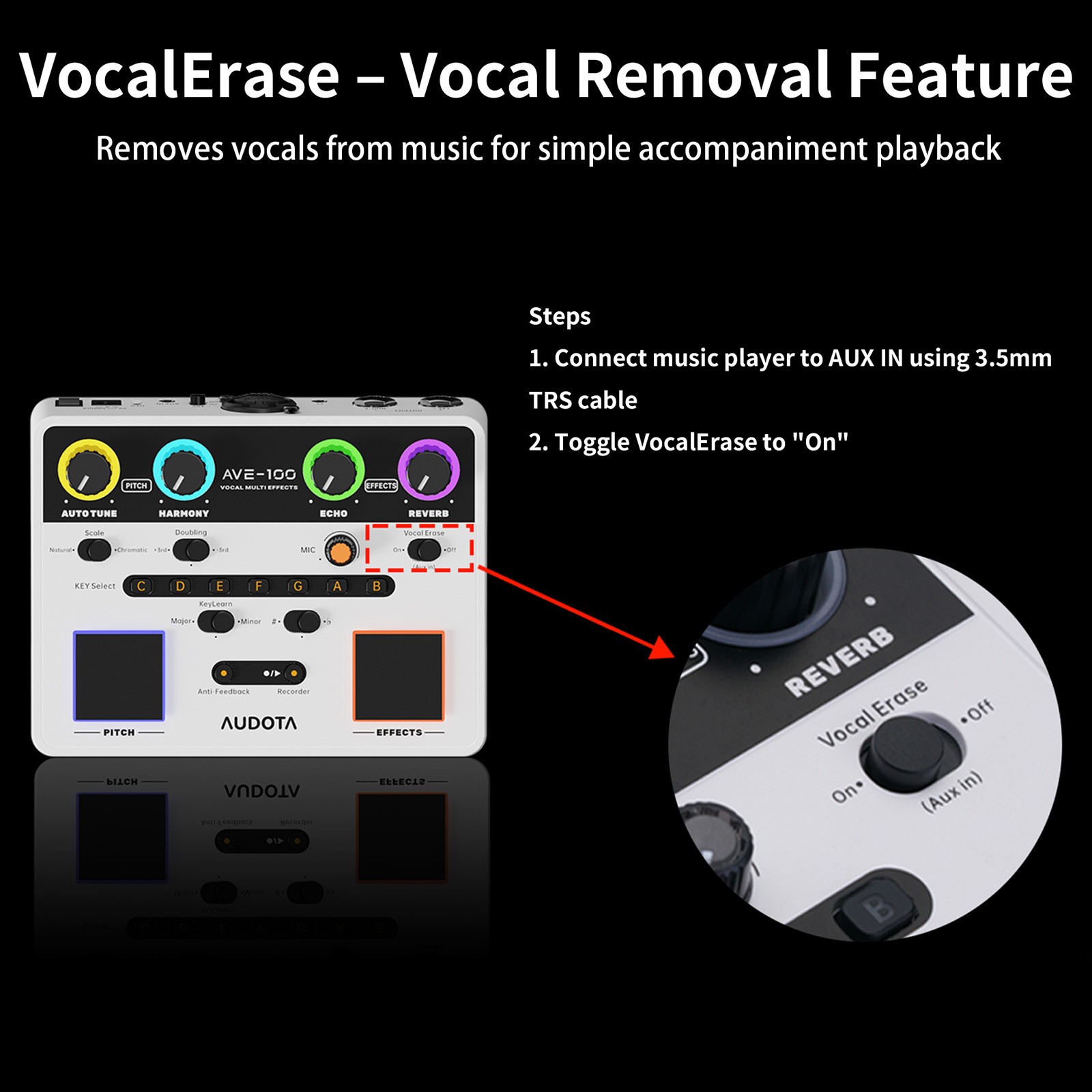 AUDOTA AVE-100 Auto Key Detection Vocal Processor 3 Harmony Modes Singer Set