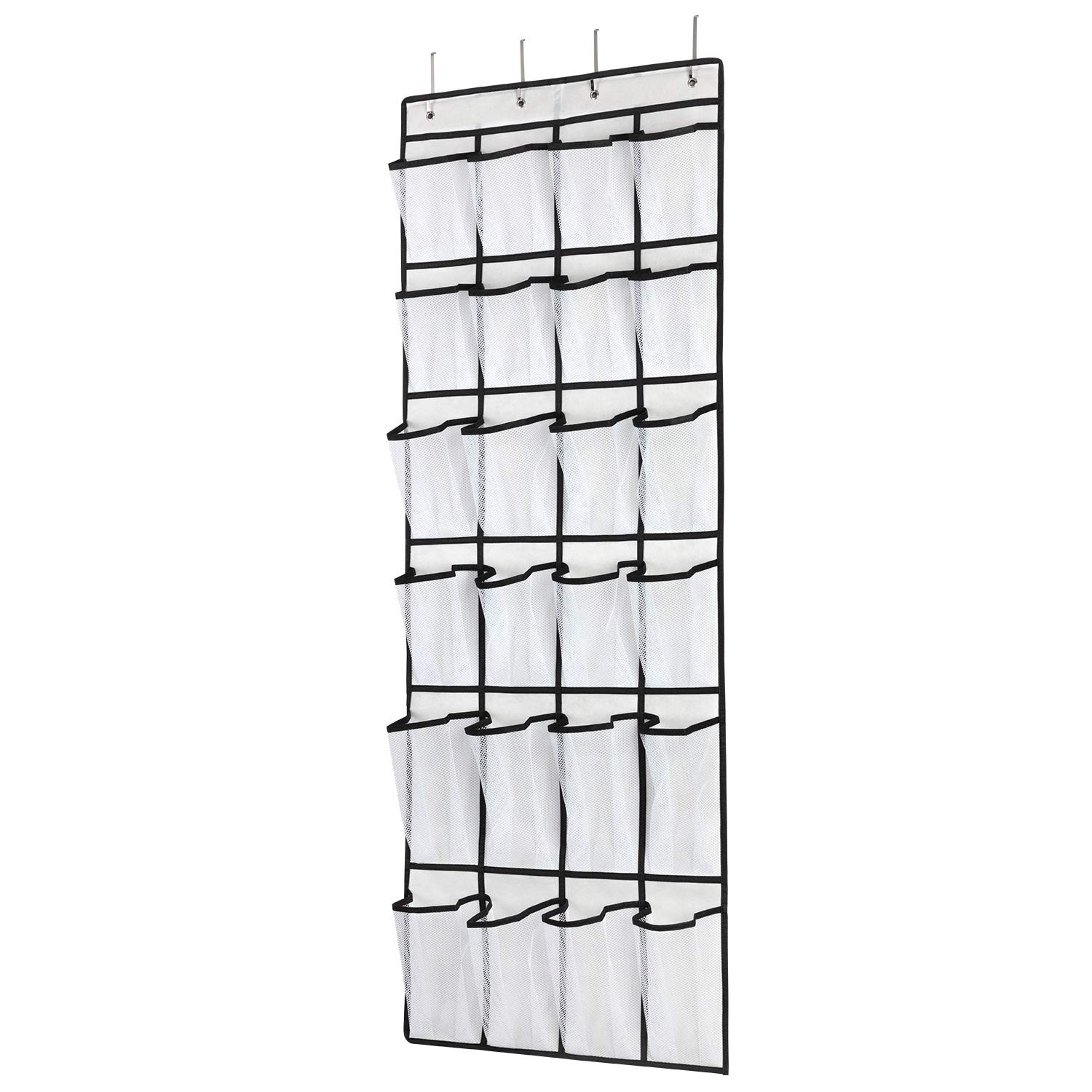 SAVERHO Over the Door Shoe Organizer, Hanging Shoe Organizer with 24 Mesh Lar...