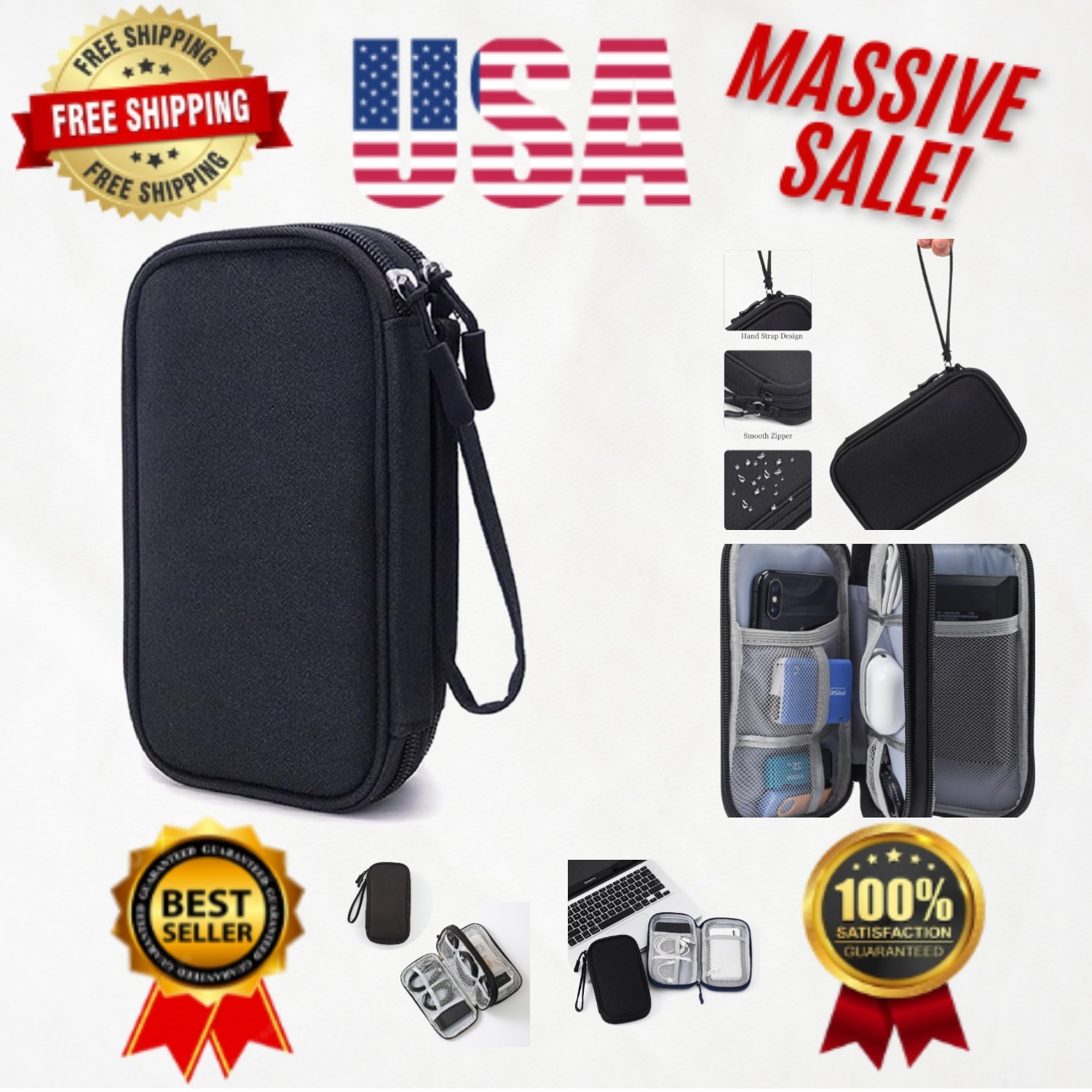 Double-Layer Diabetic Supply Bag for Blood Sugar Essentials - Black