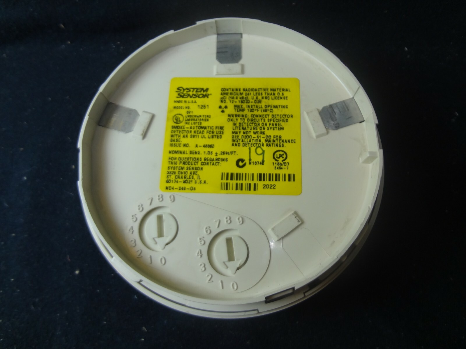 System Sensor 1251 Intelligent Ionization Smoke Detector Head FREE SHIPPING !!!