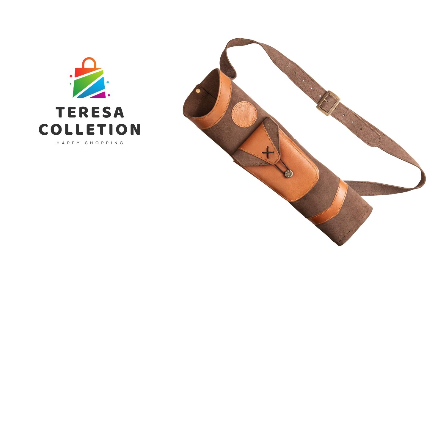 Superlite Traditional Shoulder Back Leather Arrow Quiver with Large Pouch, Br...