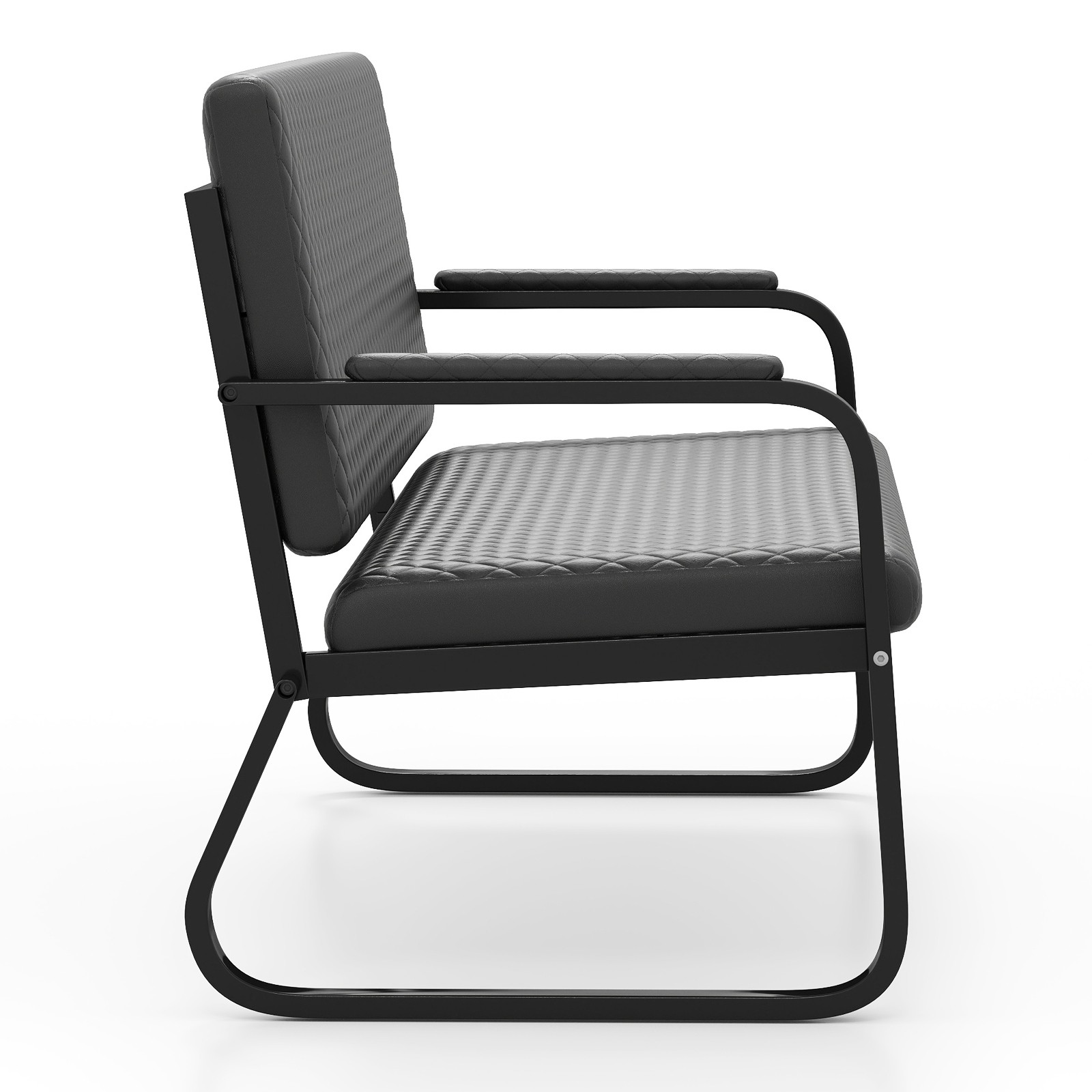 Black Waiting Chair Guest Reception Seating Bench Barbershop Beauty Salon Office