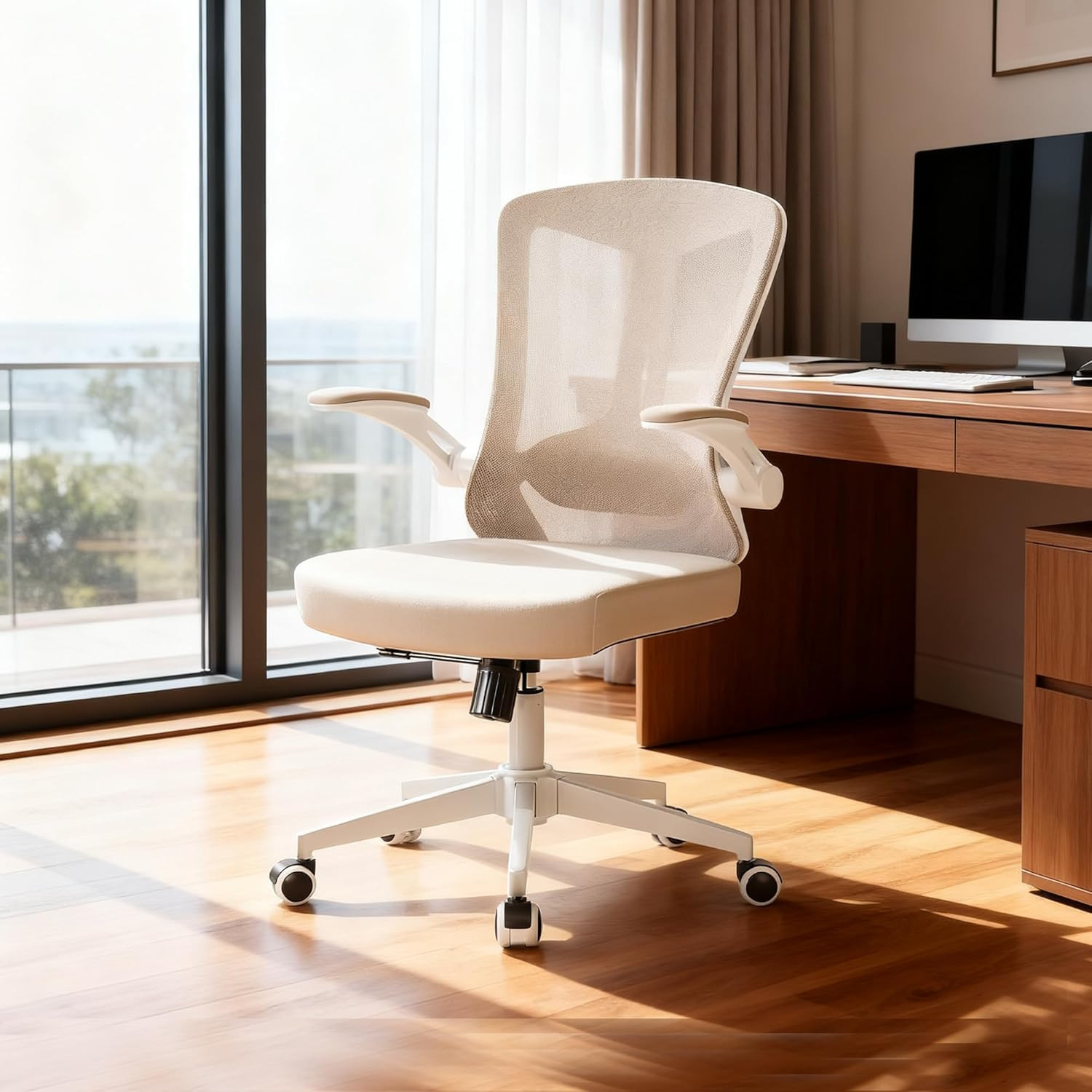 Ergonomic Office Chair with Lumbar Support, High Back Mesh Desk Chair with Flip-