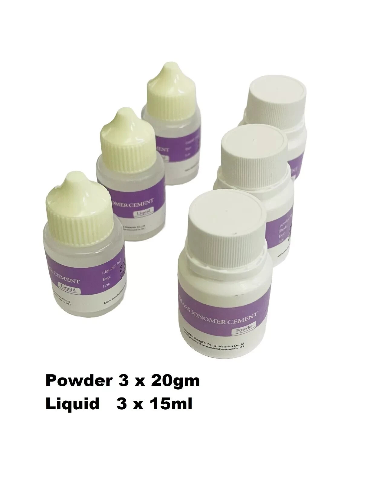 3 Set Of Best Quality Glass Ionomer Cement 20gm And 15ml Dental Material