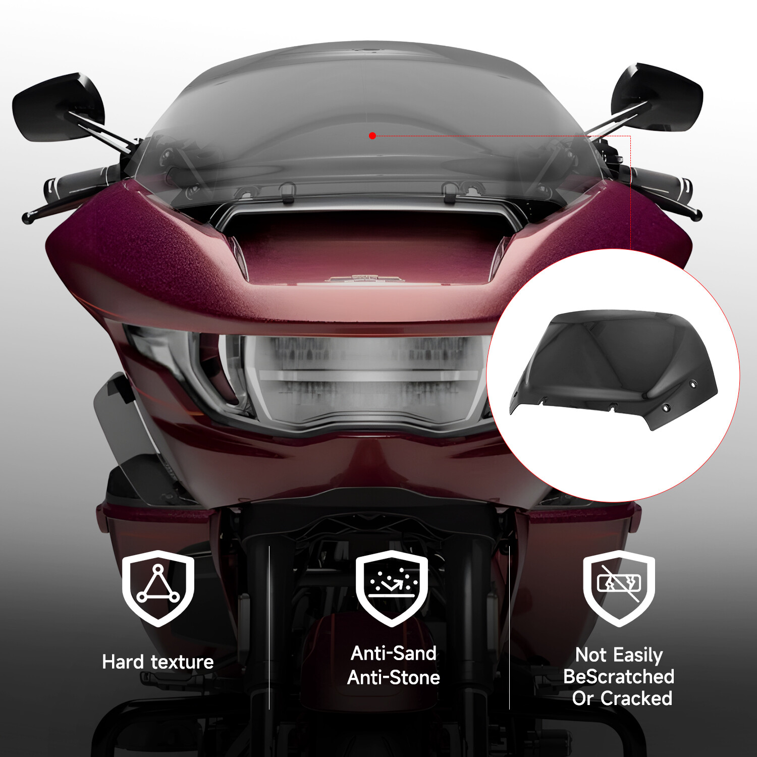 Plastic 10'' Windshield Windscreen Fits For Harley Road Glide FLTRX 2024-2025