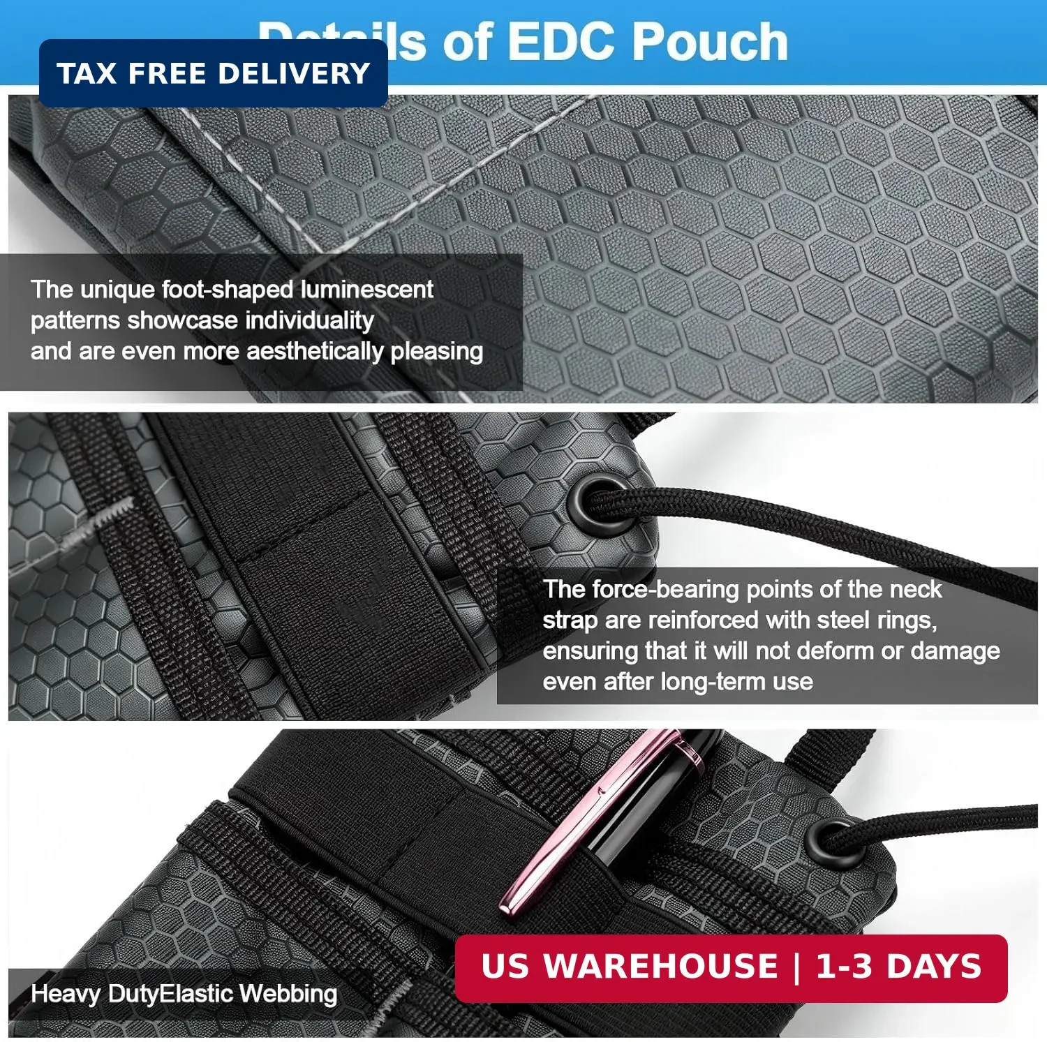 EDC Pouch, Enhanced 3-Layer Fabric - Slim & Compact Pocket Organizer, EDC Tool P