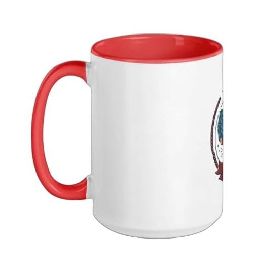 Retro Labor Day State Map Ceramic Mug, 15oz 15 Ounces Red/White