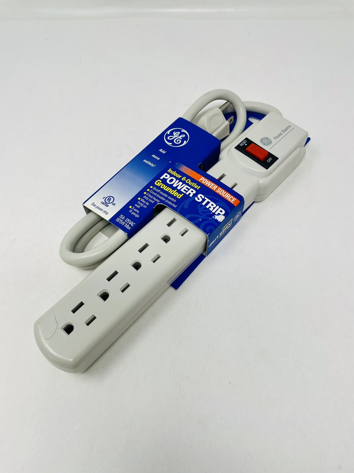 GE 6-Outlet Grounded Power Strip with 3-foot Cord 57244 New