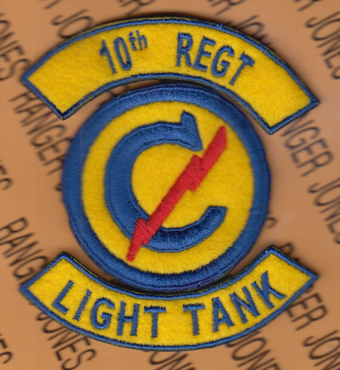 US Army 10th Constabulary Regiment Light Tank ~4" patch tab set