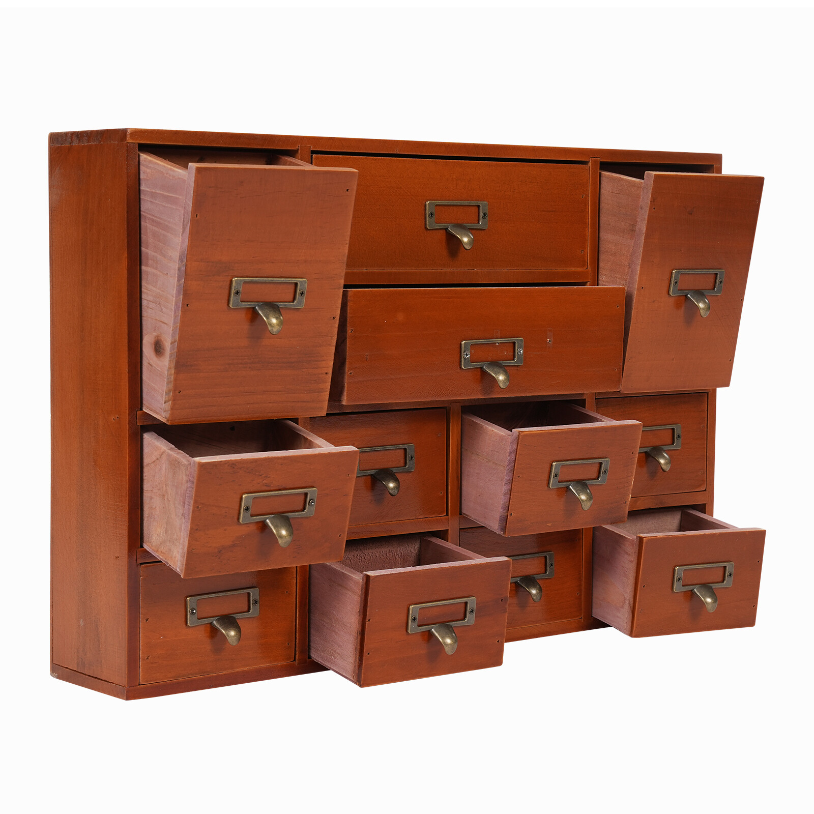 12-Drawer Wooden Desktop Organizer - Stylish Storage for Home & Office
