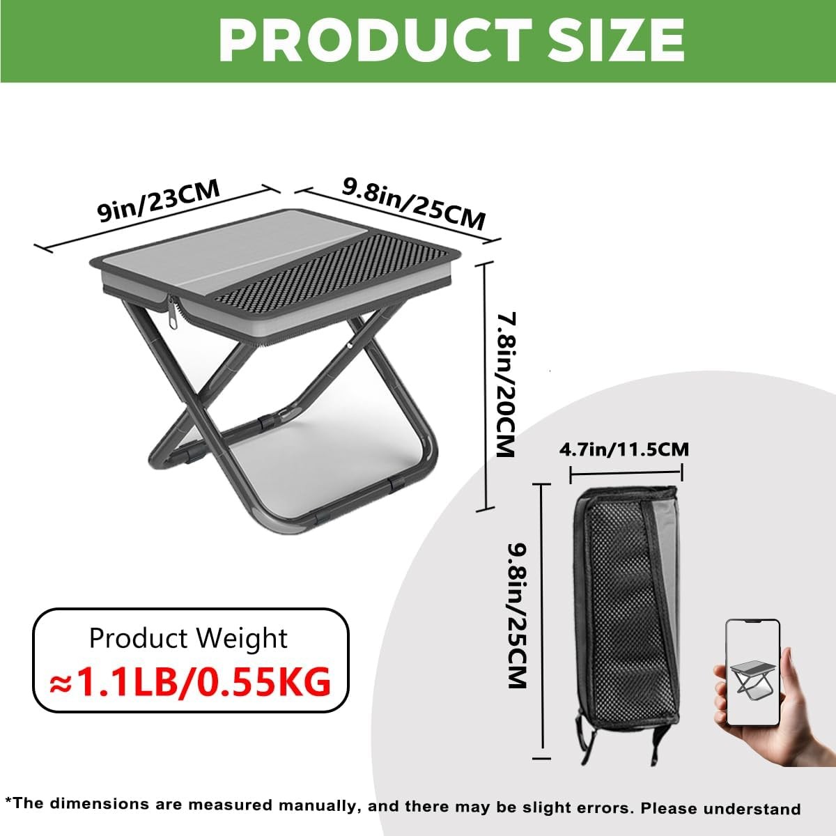 Compact Folding Stool Adults Design & Portable Backpacking Stool W/ Handbag