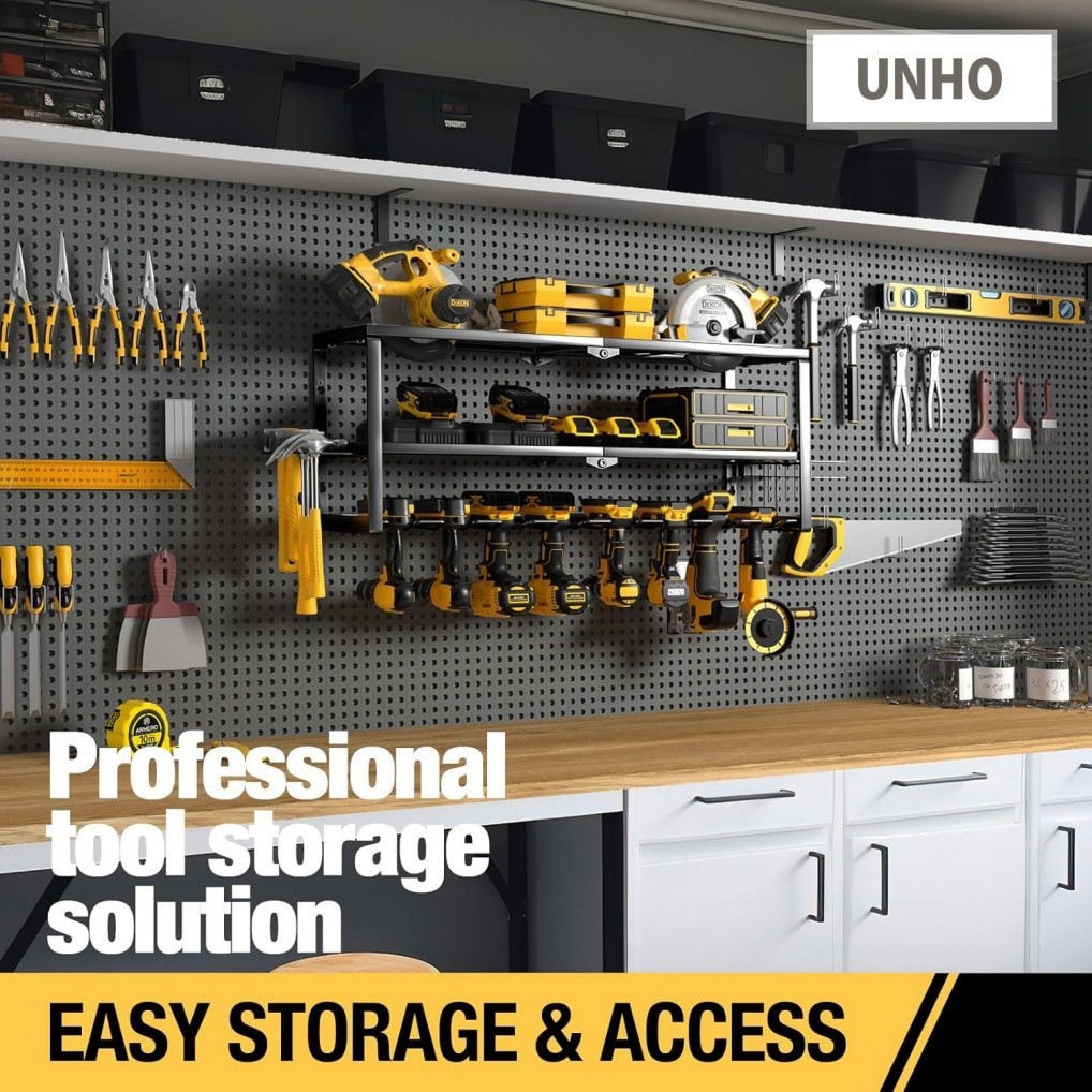3 Layer Power Tool Organizer Wall Mount Cordless Drill Hanger Storage Rack Shelf
