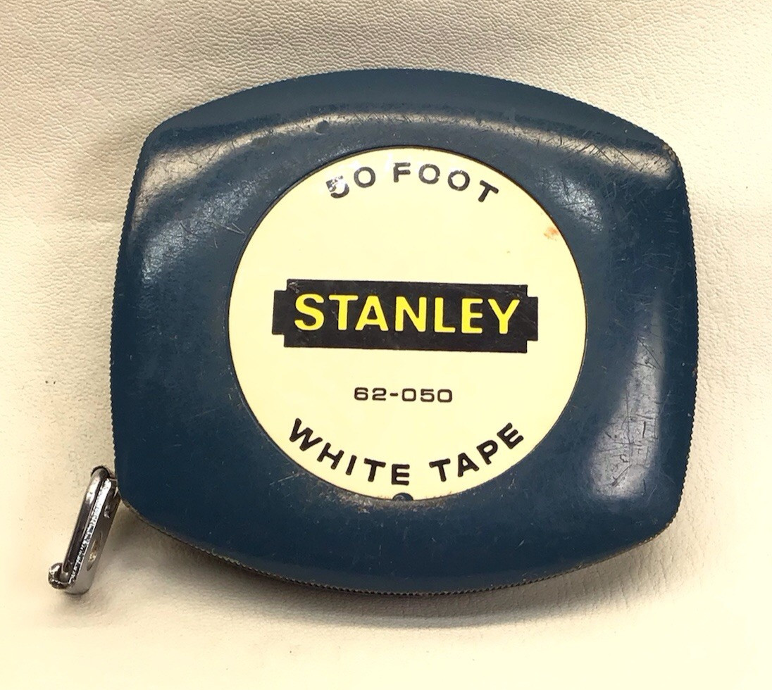 Stanley 100 Foot Feet Tape Measure Made In USA 62-050 White Tape Mylar Steel