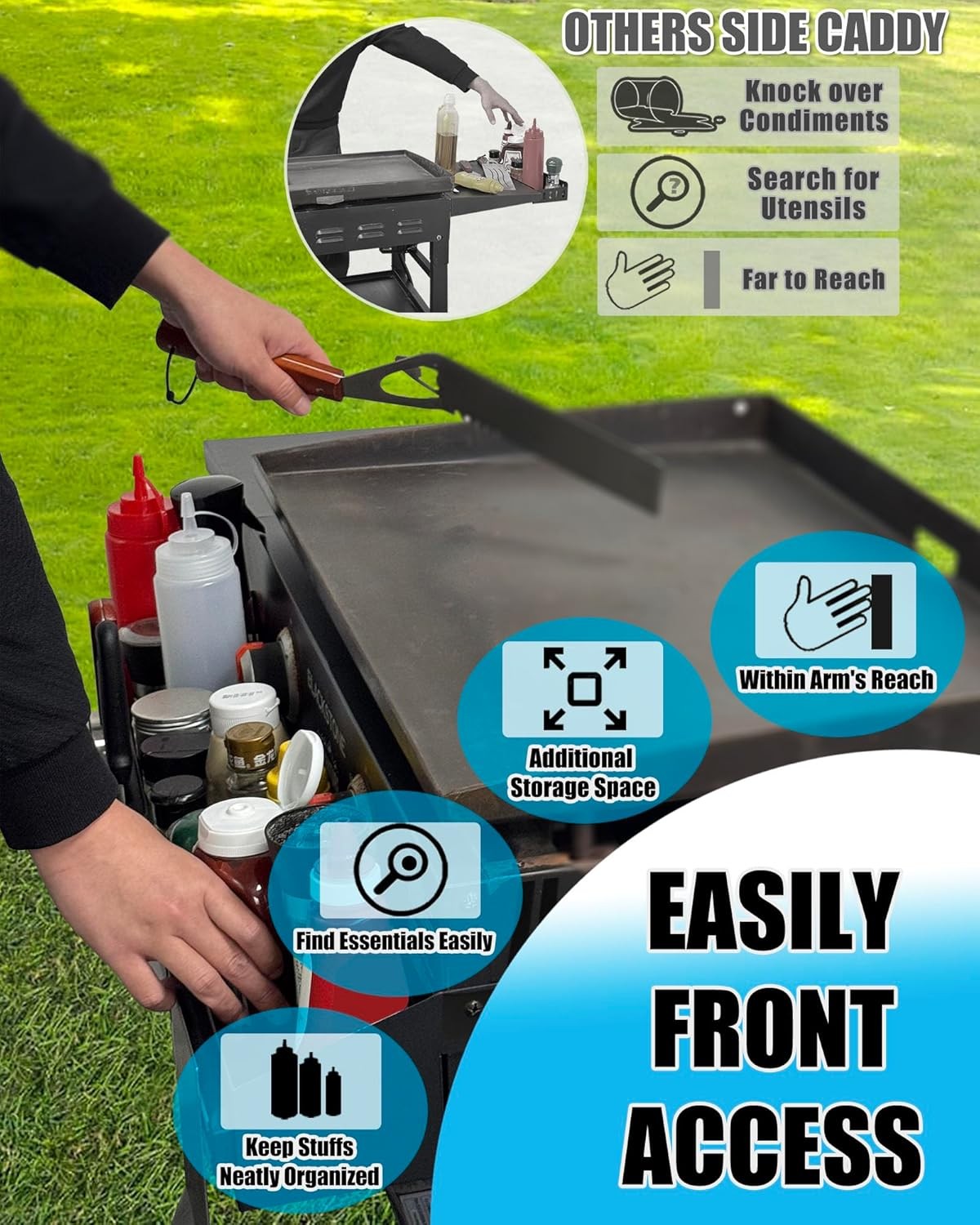 Front Griddle Caddy with 2-Pack Magnetic Tool Holders for Blackstone 36 inch