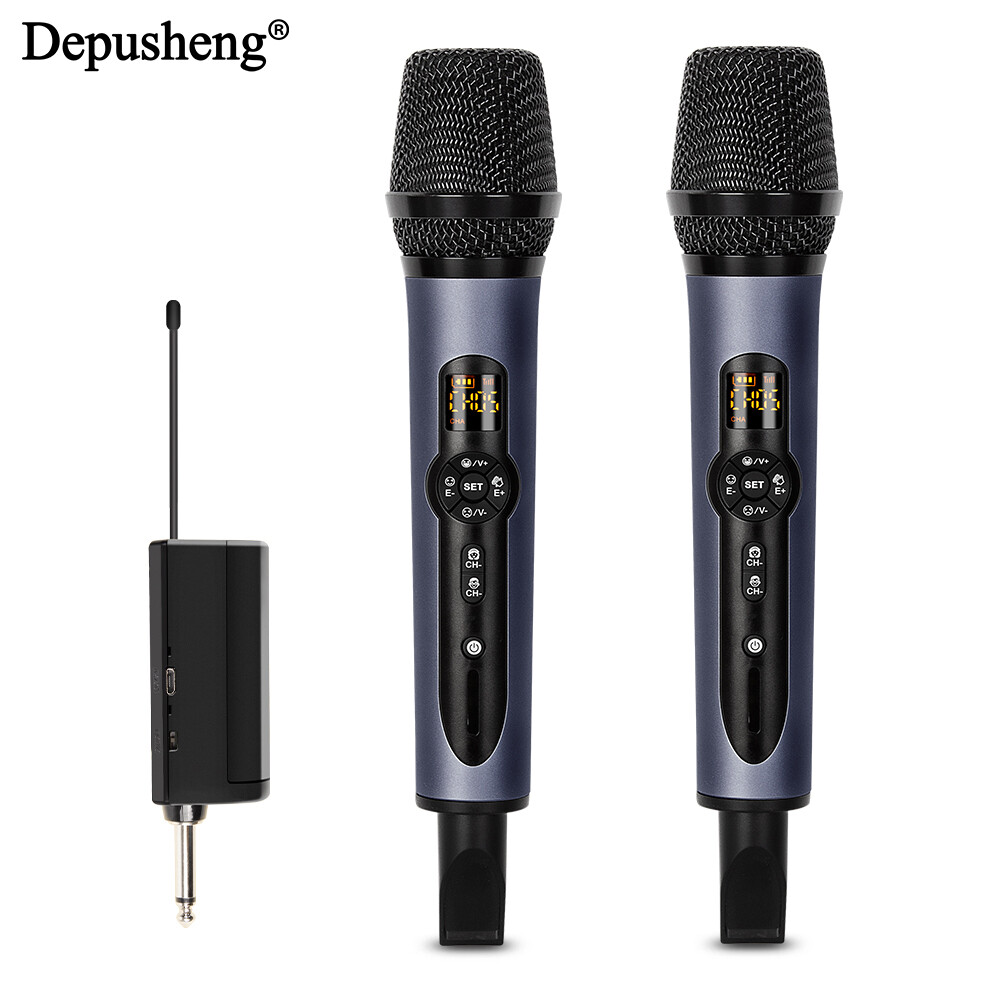 Wireless Microphone 2 Channels UHF Depusheng H5 Dual Handheld Dynamic Karaoke