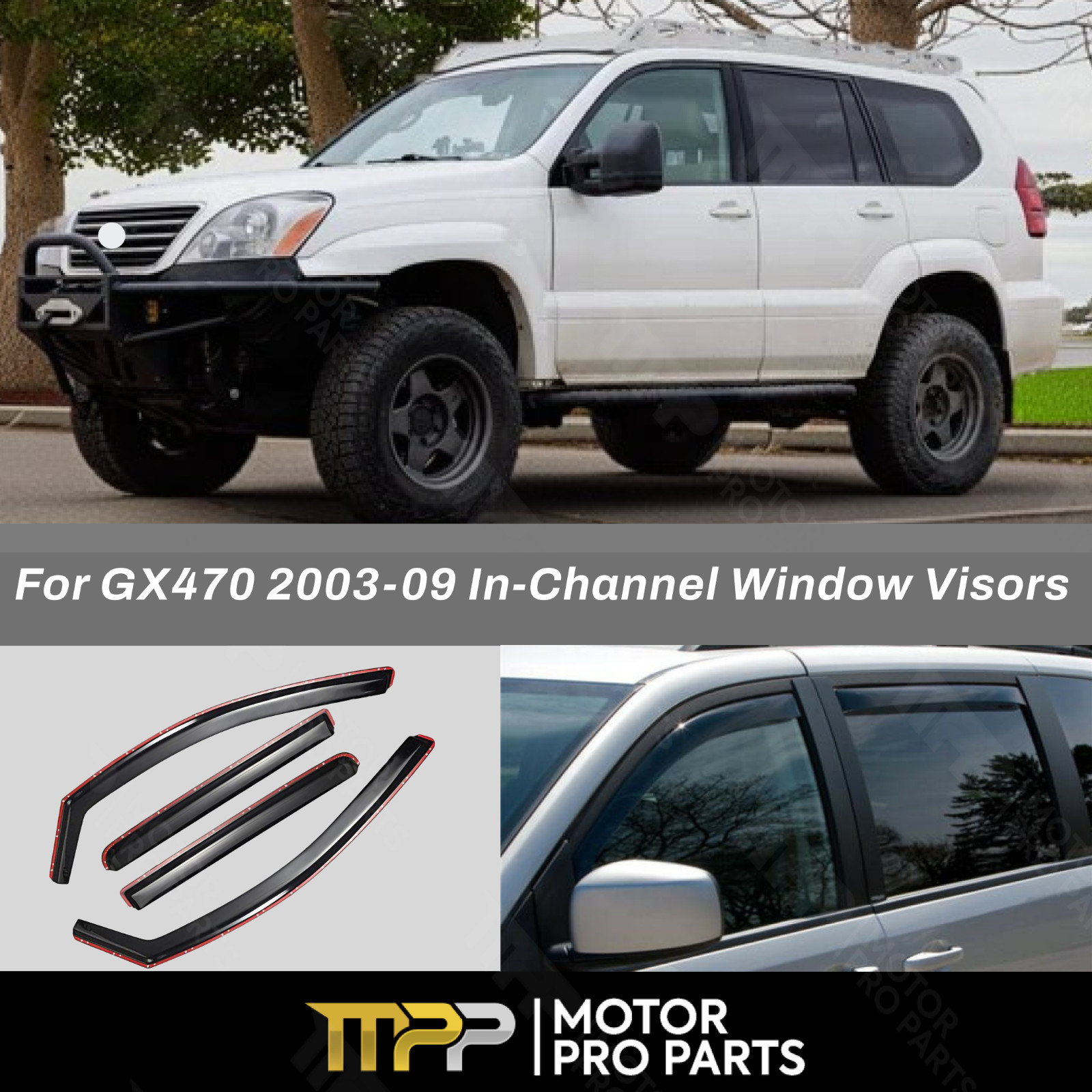 For 2003-2009 Lexus GX470 In-Channel Window Visor Wind Rain Sun Guard Deflectors