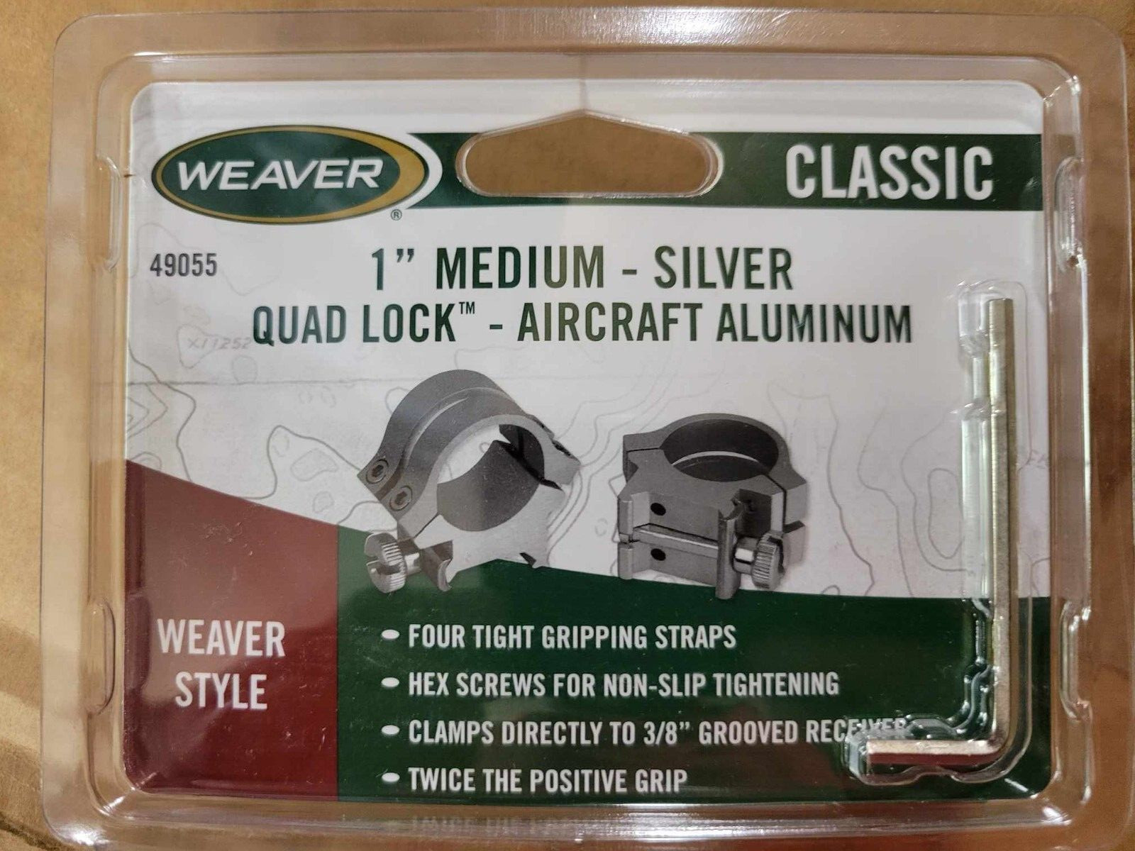 Weaver Quad Lock Detachable Rings Lightweight, Aluminum 1" Medium Silver - 49055
