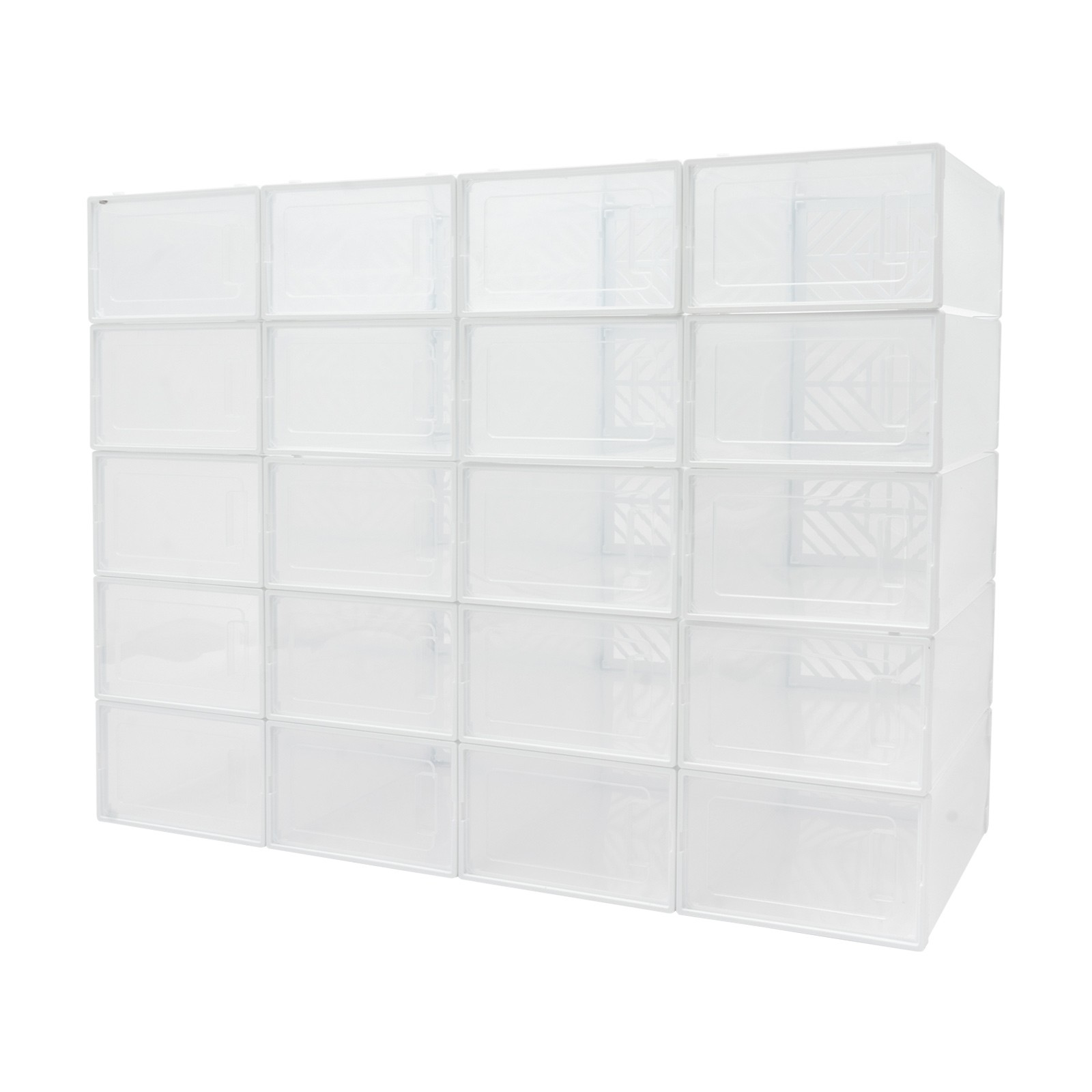 20* Stackable Shoe Storage Box Durable Plastic Sneaker Display Case Organizer