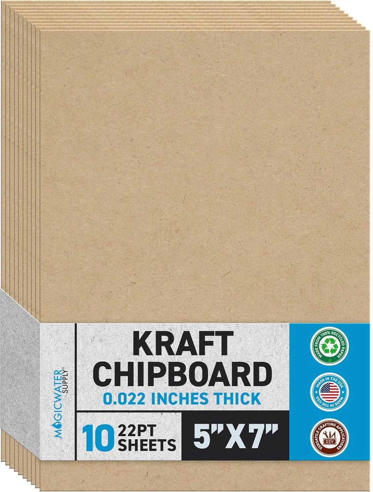 MagicWater Chipboard Sheet for DIY Projects - 5x7 Inch - 10 Pack - 22 pt - He...