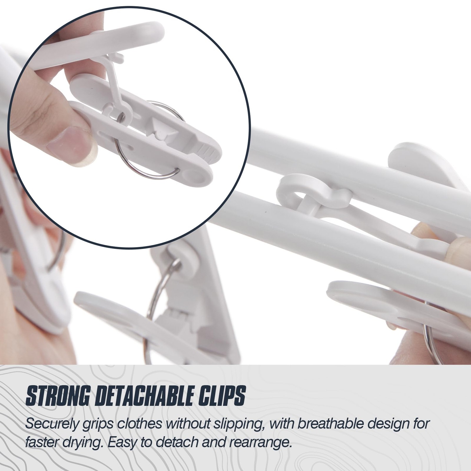 2-Pack Hanging Sock Drying Rack, White Clothes Hanger with 8 Hooks, Windproof...