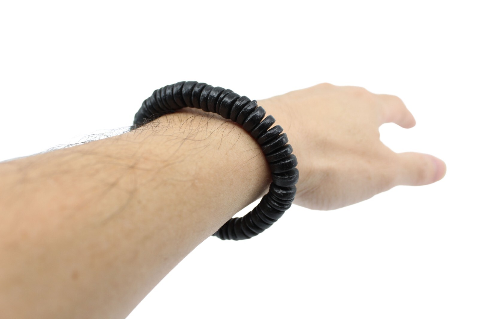 Coconut Shell Bracelet - 7", Black Coconut Shell (Thick), Hawaiian Surfer Style