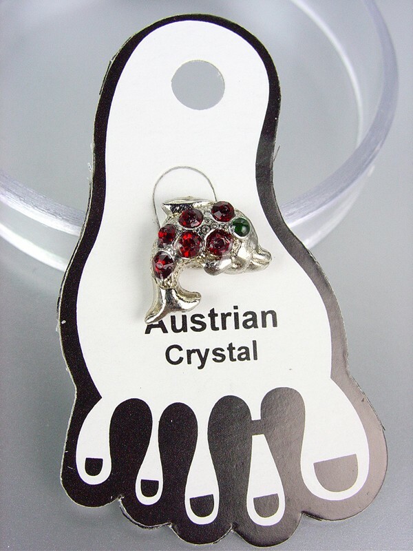 ADORABLE Red Austrian Crystal DOLPHIN Invisible PETITE Toe Ring