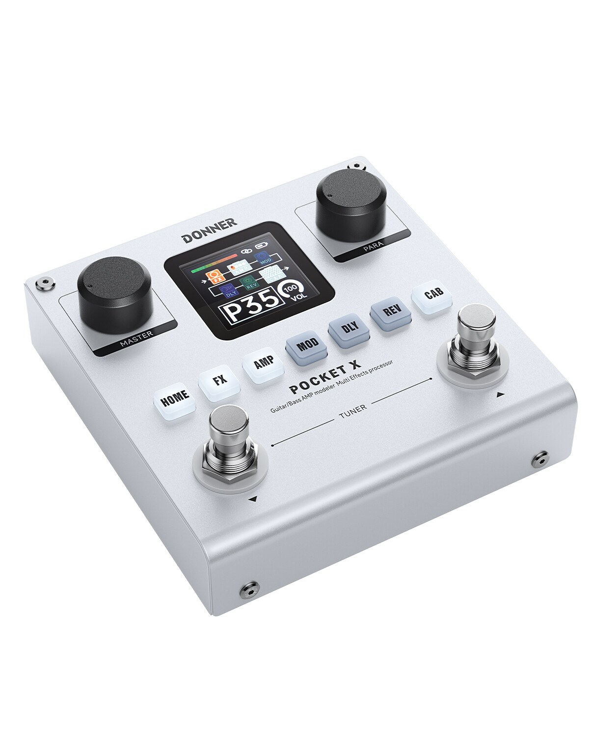 Donner Pocket X Multi Effects Pedal 62 Effects 3-band 20 IRs EQ Built-in Battery