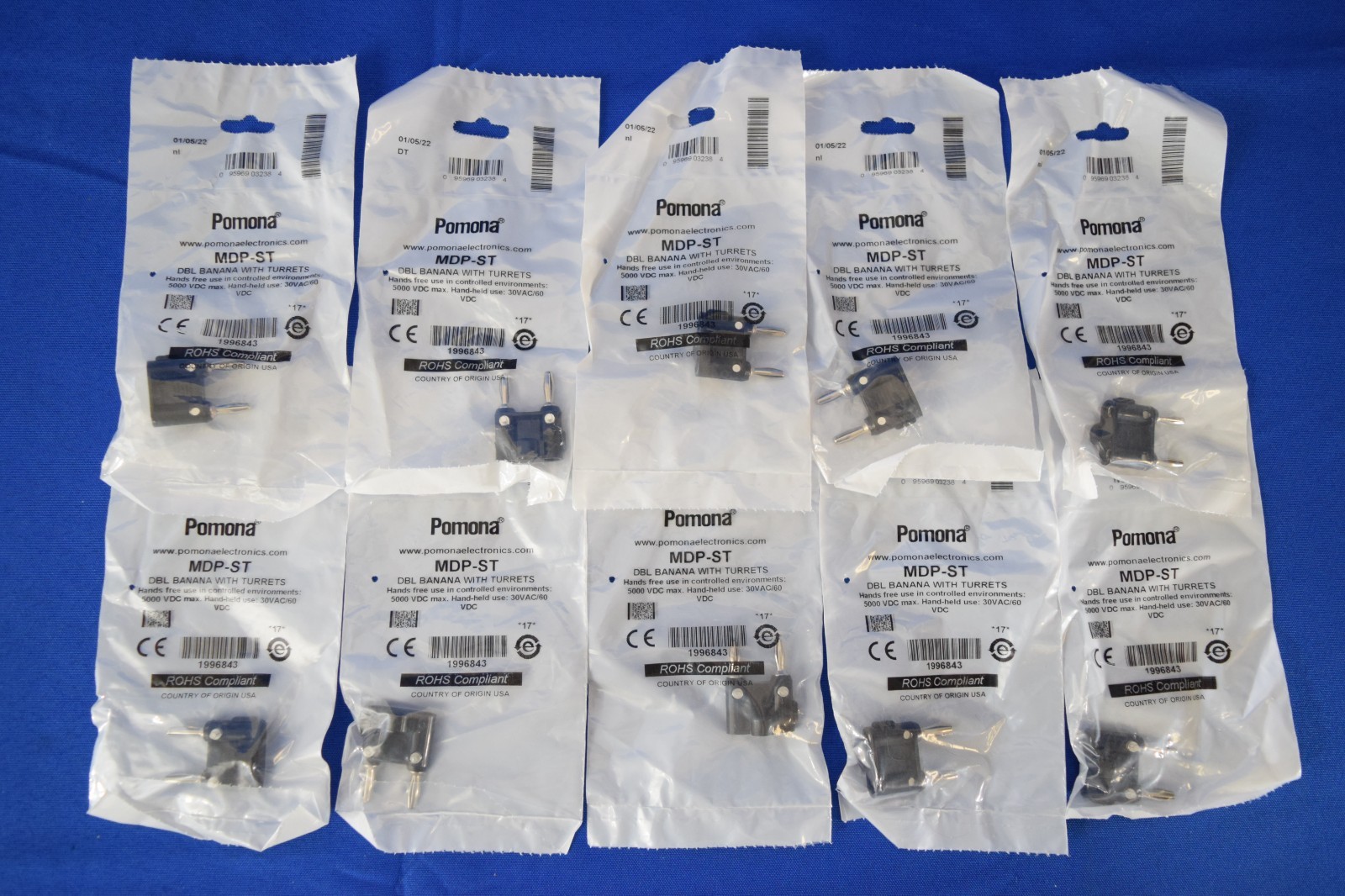Pomona MDP-ST Double Banana Plug 15A 5000V Solder Turret Terminal Black (Qty.10)