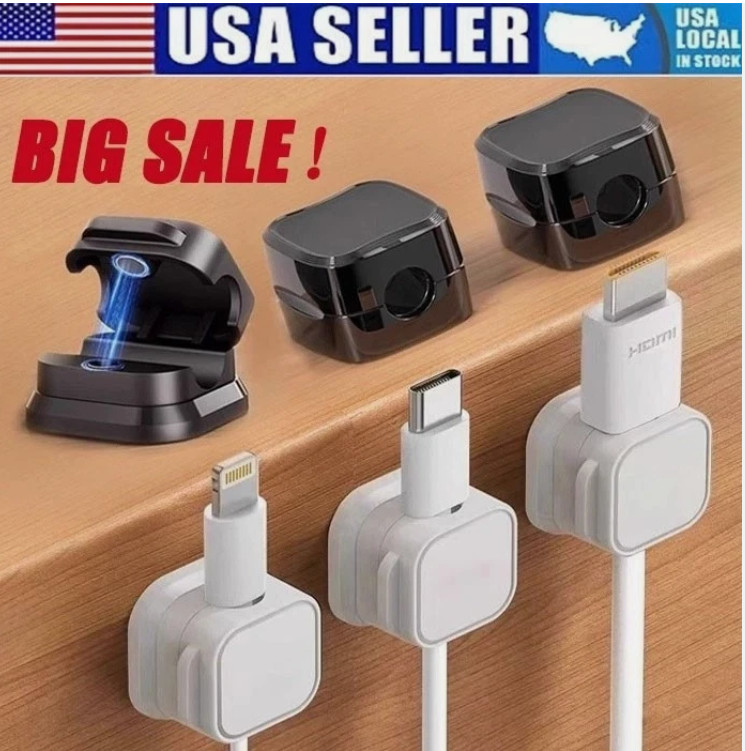 6/12Pcs Magnetic Cable Clips & Cord Holder, Under Desk Cable Management