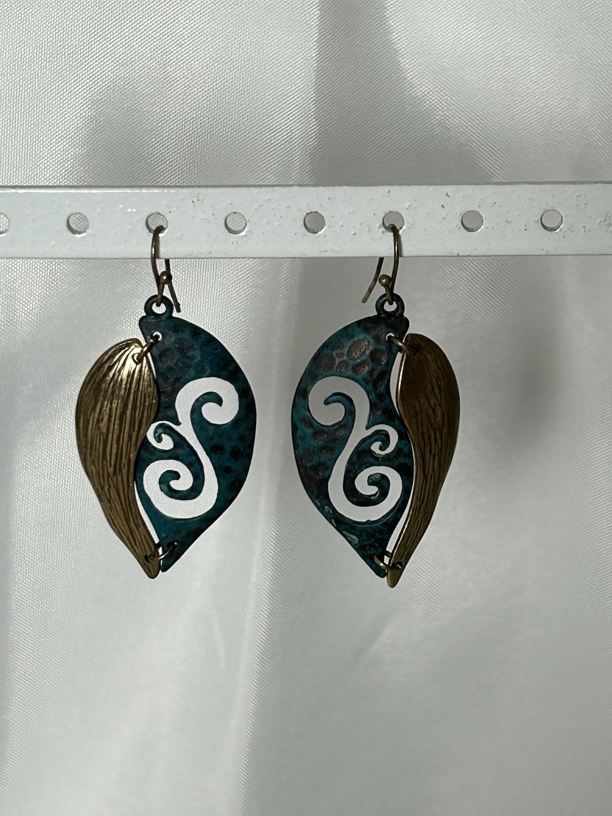 Lovely Boho Brassy Articulate Dangle Earrings Measuring 2”