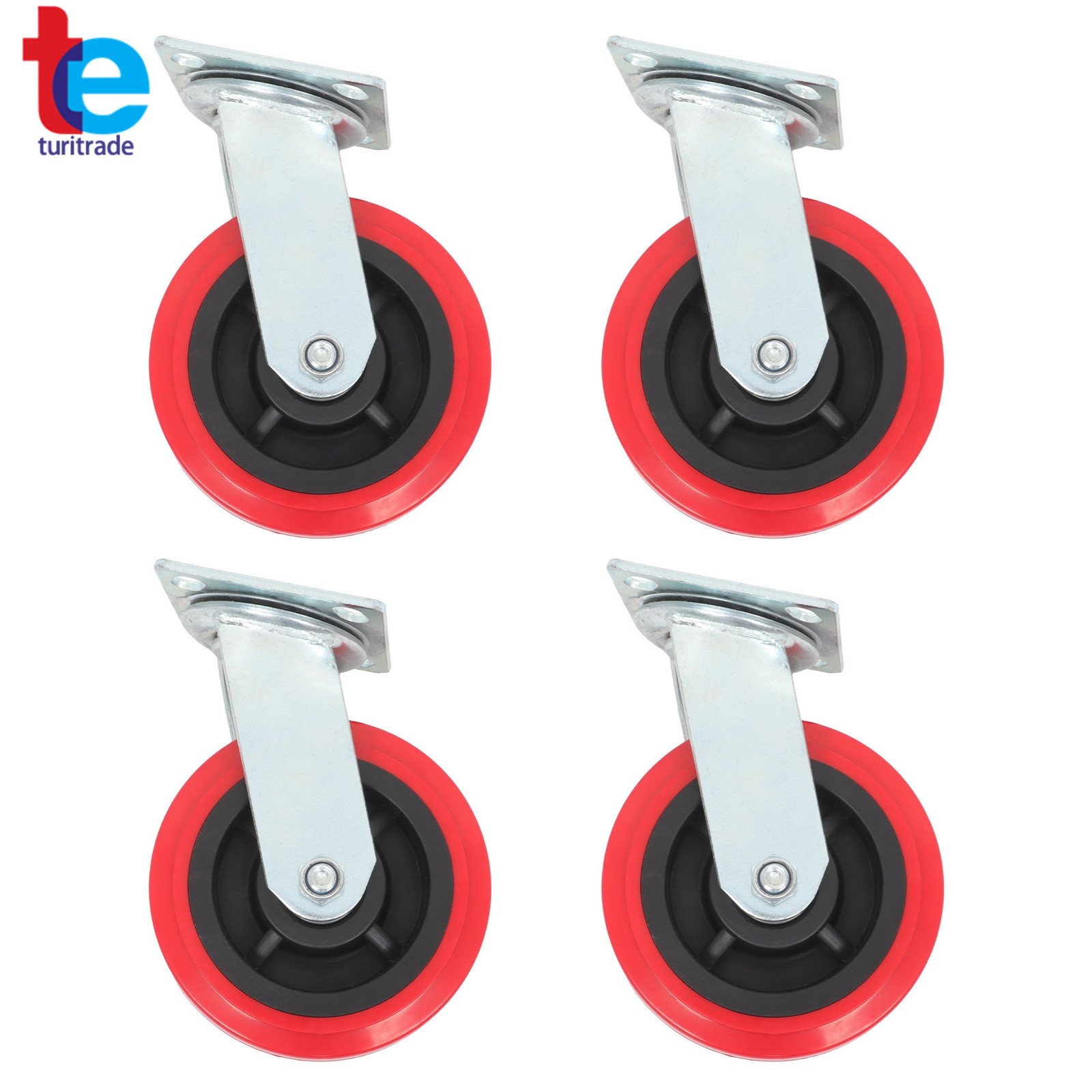 4 Pack Polyurethane 6 Inch Swivel Caster Wheels Heavy Duty 4000Lbs Load Capacity