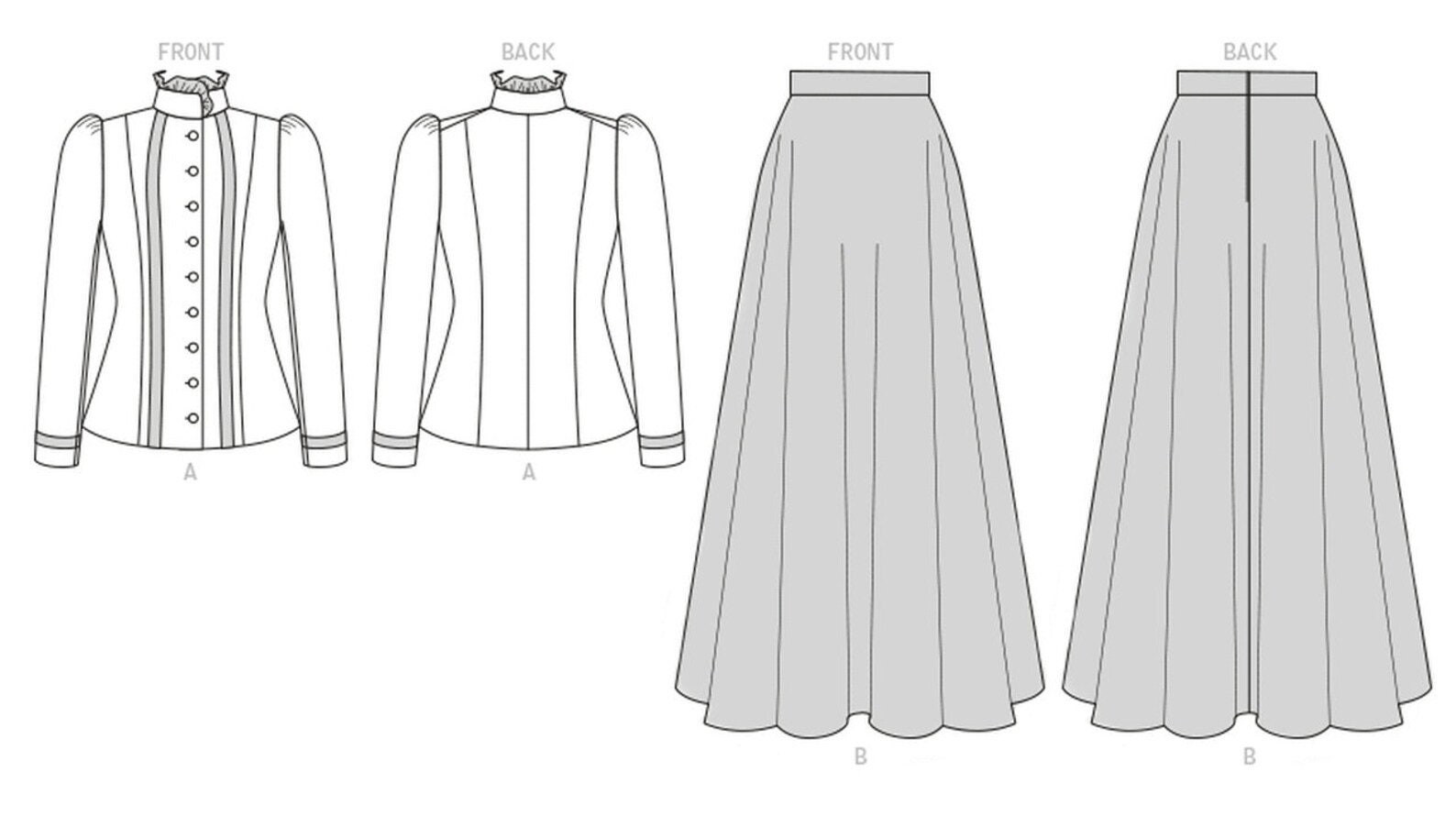 McCalls Sewing Pattern M8077 Misses' Historical Jacket & Skirt