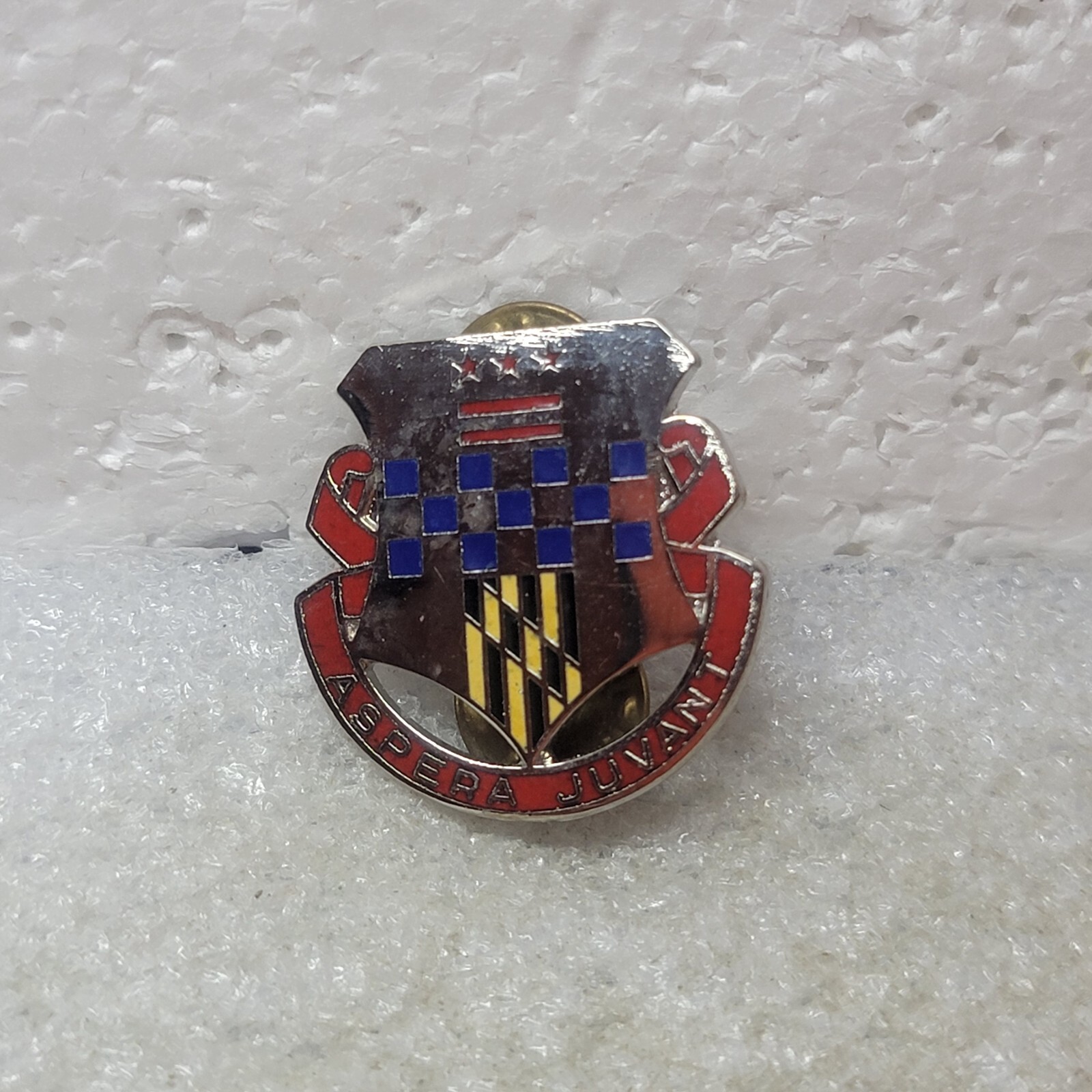 Vintage US Army 379th Engineer Battalion Pin Aspera Juvant DI DUI Crest G23