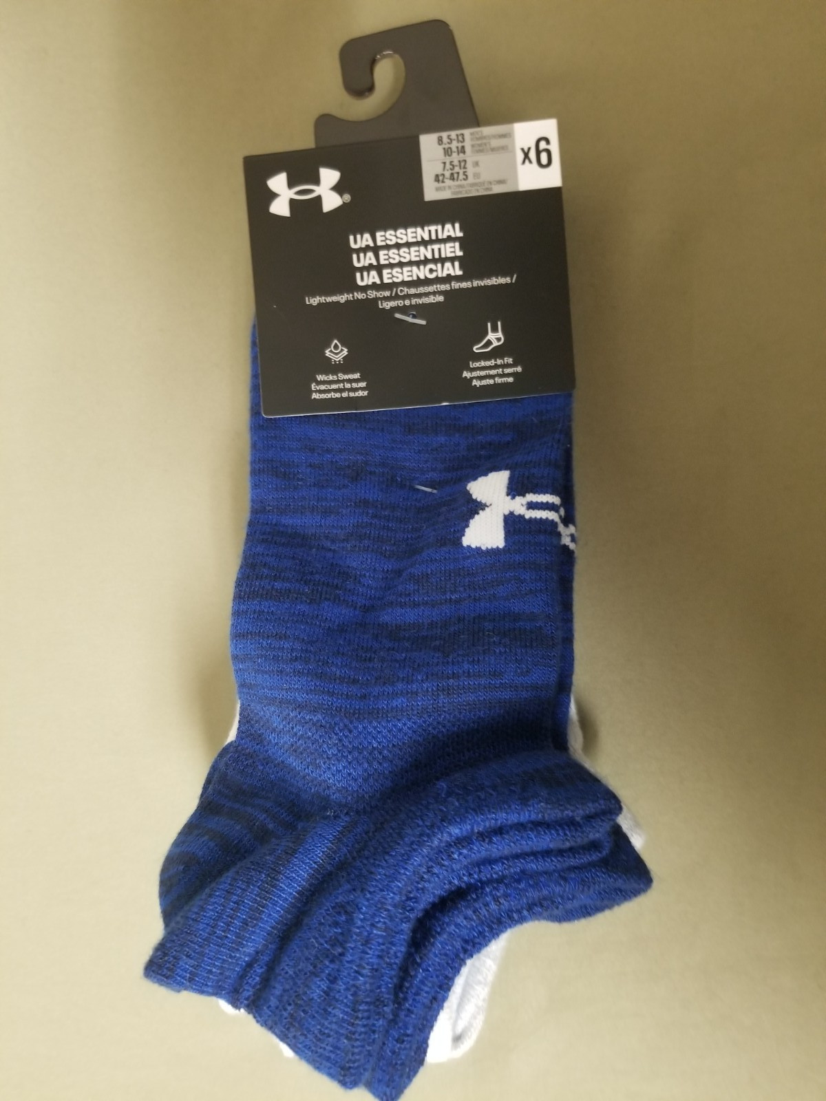 New Under Armour UA Essential 6 Pair Cushioned Lightweight No Show Socks.