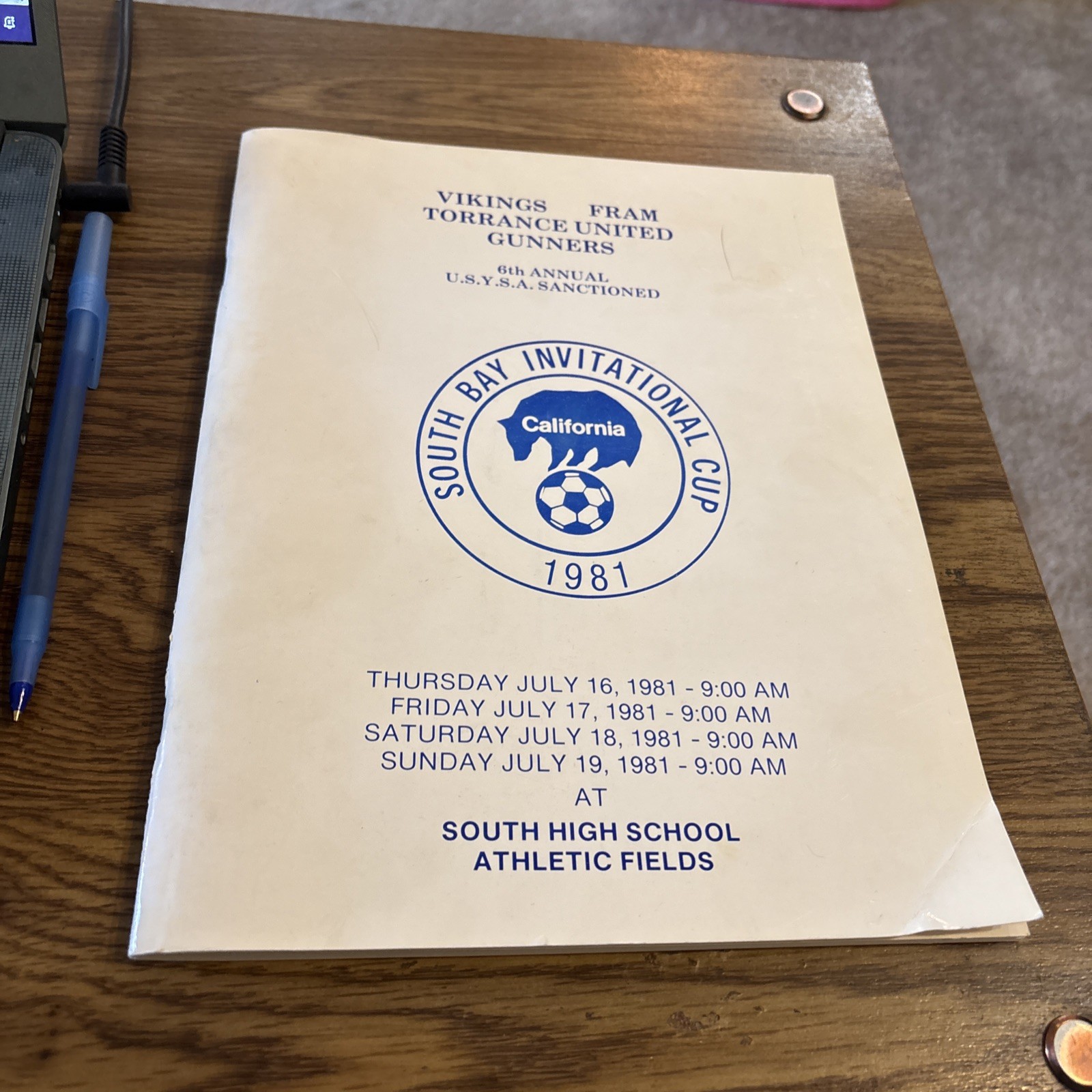 South Bay Invitational Cup, Soccer Program Vikings torrance Gunners 1981