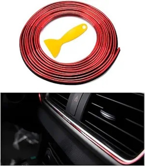 Interior Trim Strips, 32.8ft Auto Decoration Styling Door Dashboard, DIY Red