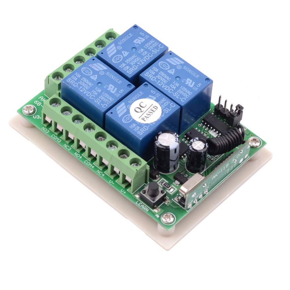 DC 12V Remote Control Switch 4 Channel Universal 433Mhz Remote Control Moment...