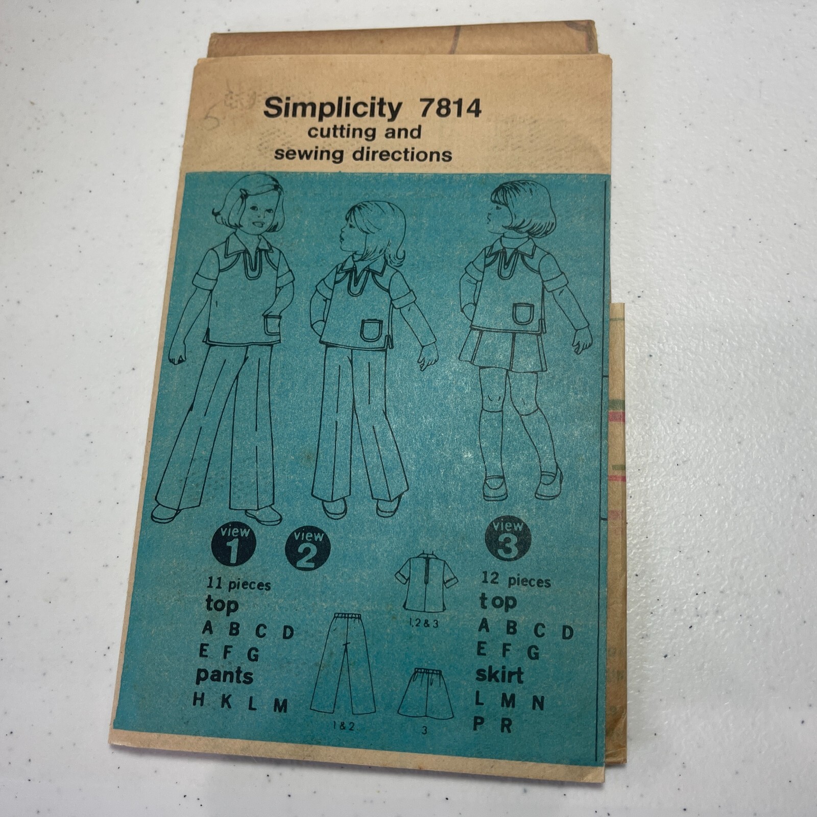 Vintage Simplicity Pattern 7814 Childs Top, Pants and Skirt 3 Variations
