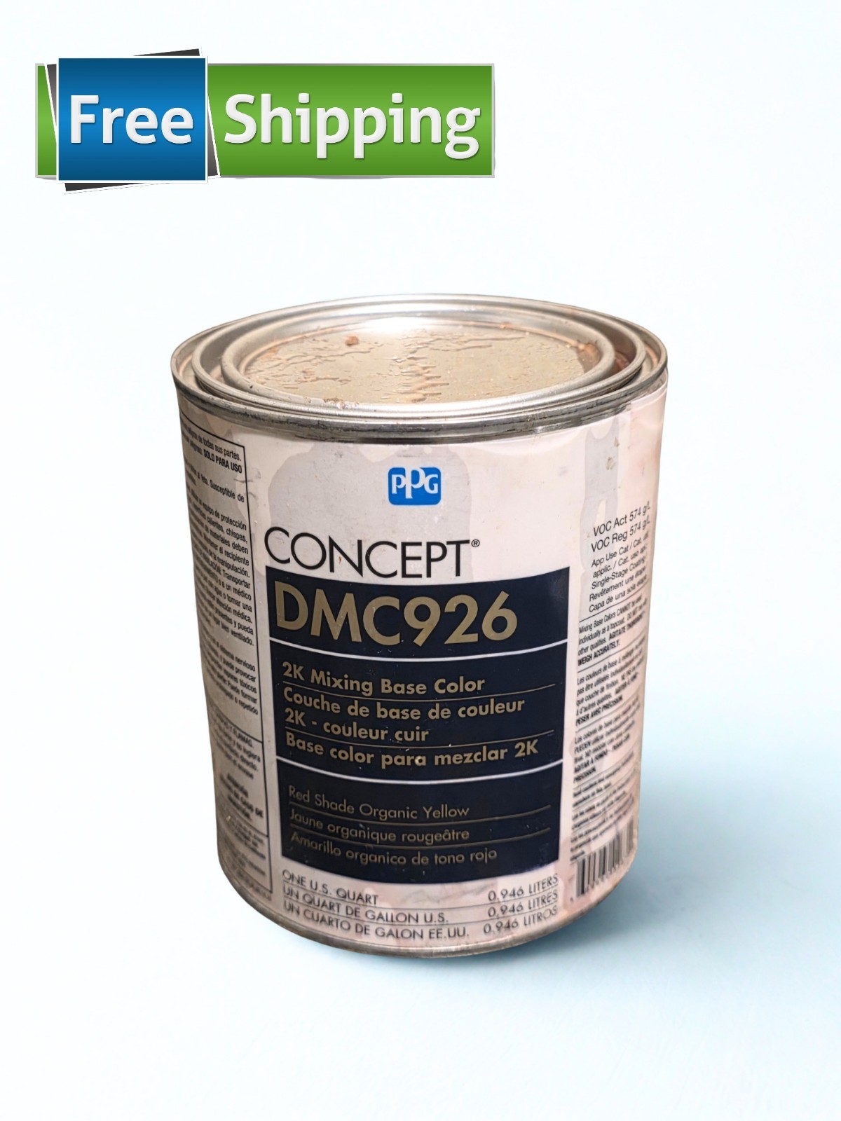 PPG Concept DMC926 Quart Red Shade Organic Yellow 2K Mixing Base Auto Paint.