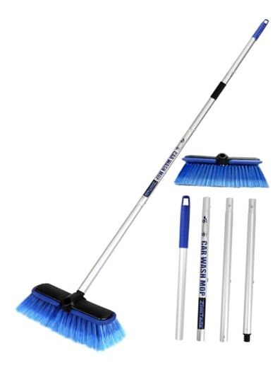 PBT Car Wash Brush with Long Handle 10'' Larger Soft Bristle Brush Head