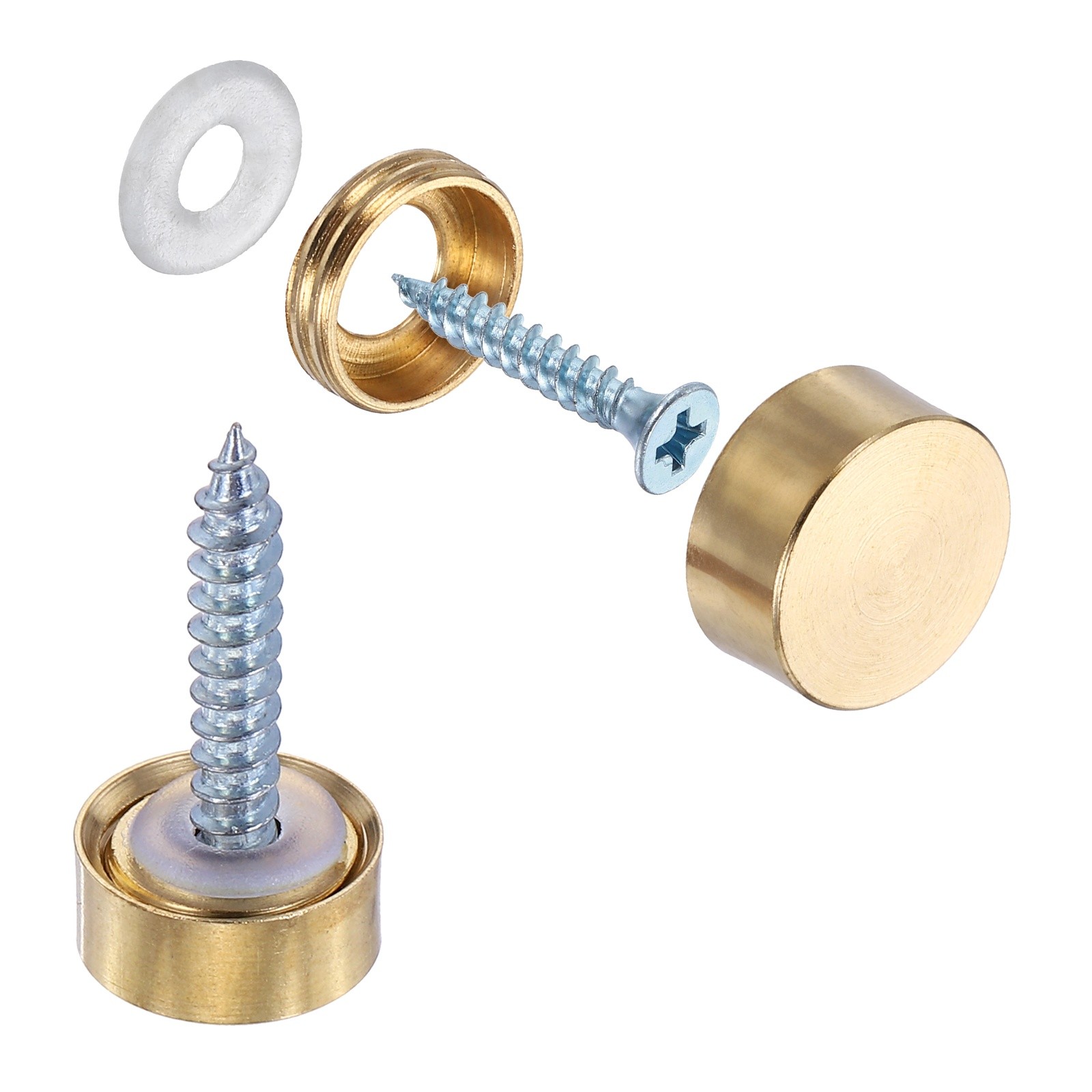 10pcs Screw Covers Caps, 12mm Dia Brass Mirror Screws, Polished Copper