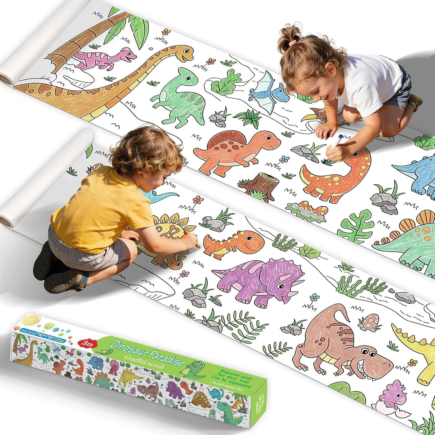 15"x118" Giant Sticky Coloring Paper Roll for Kids - DIY Children's Drawing Roll