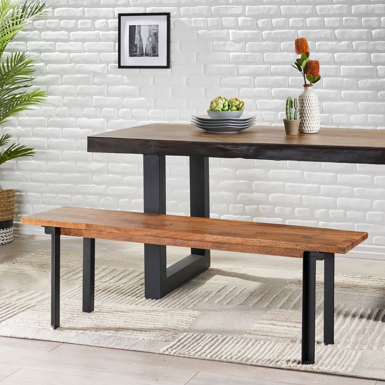Outdoor Carlisle Benches - Black & Country Brown 2-Tone Design