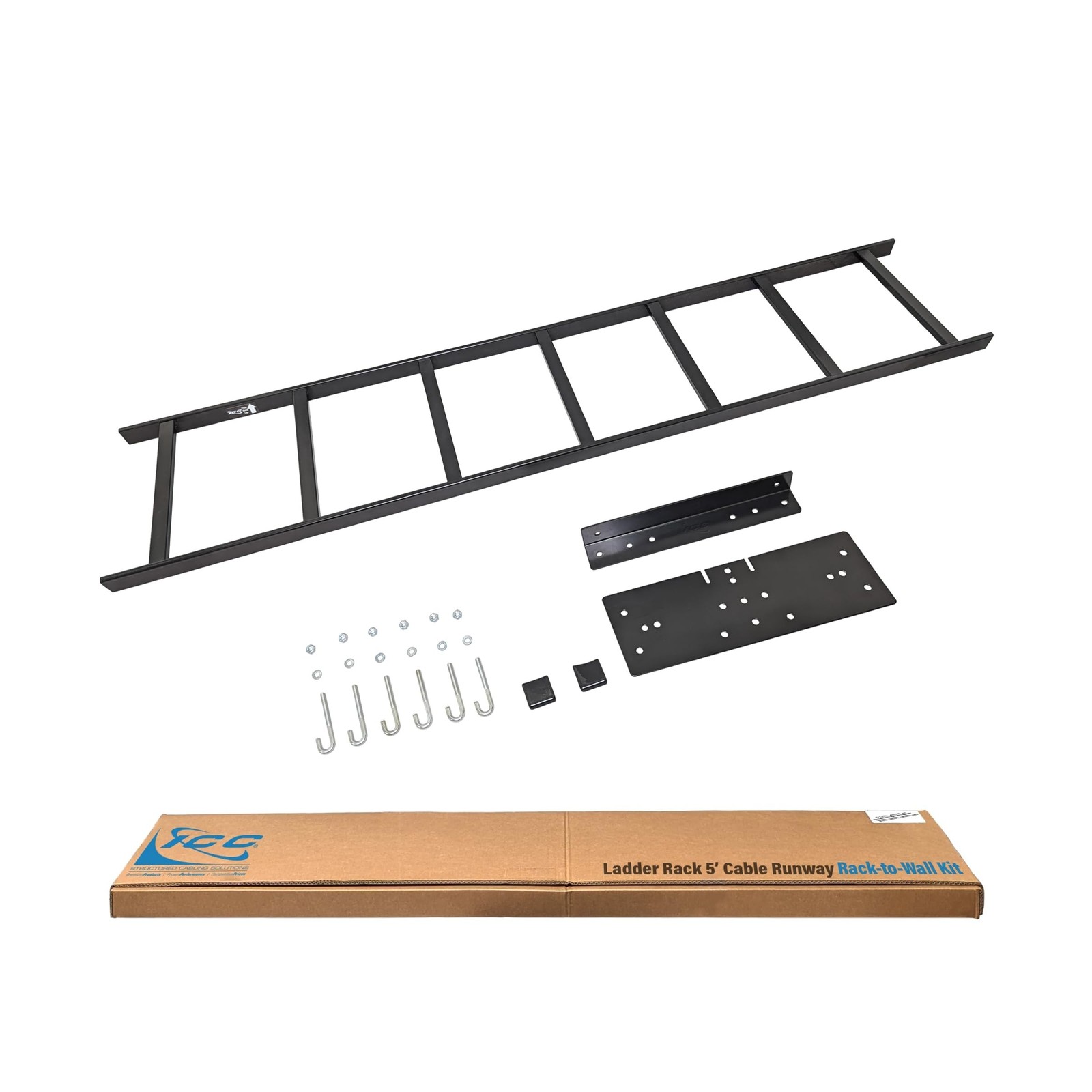 ICC Ladder Rack 5-Foot Cable Runway Network Rack-to-Wall Mount Kit – Inclu