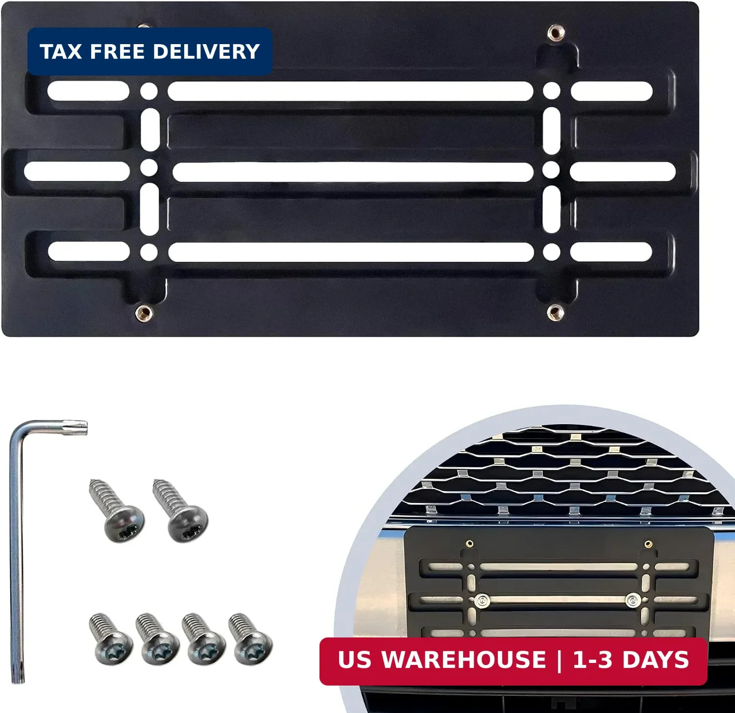 Front Bumper License Plate Bracket for Ford 2000-2025, Plate Holder Set w 6 Uniq