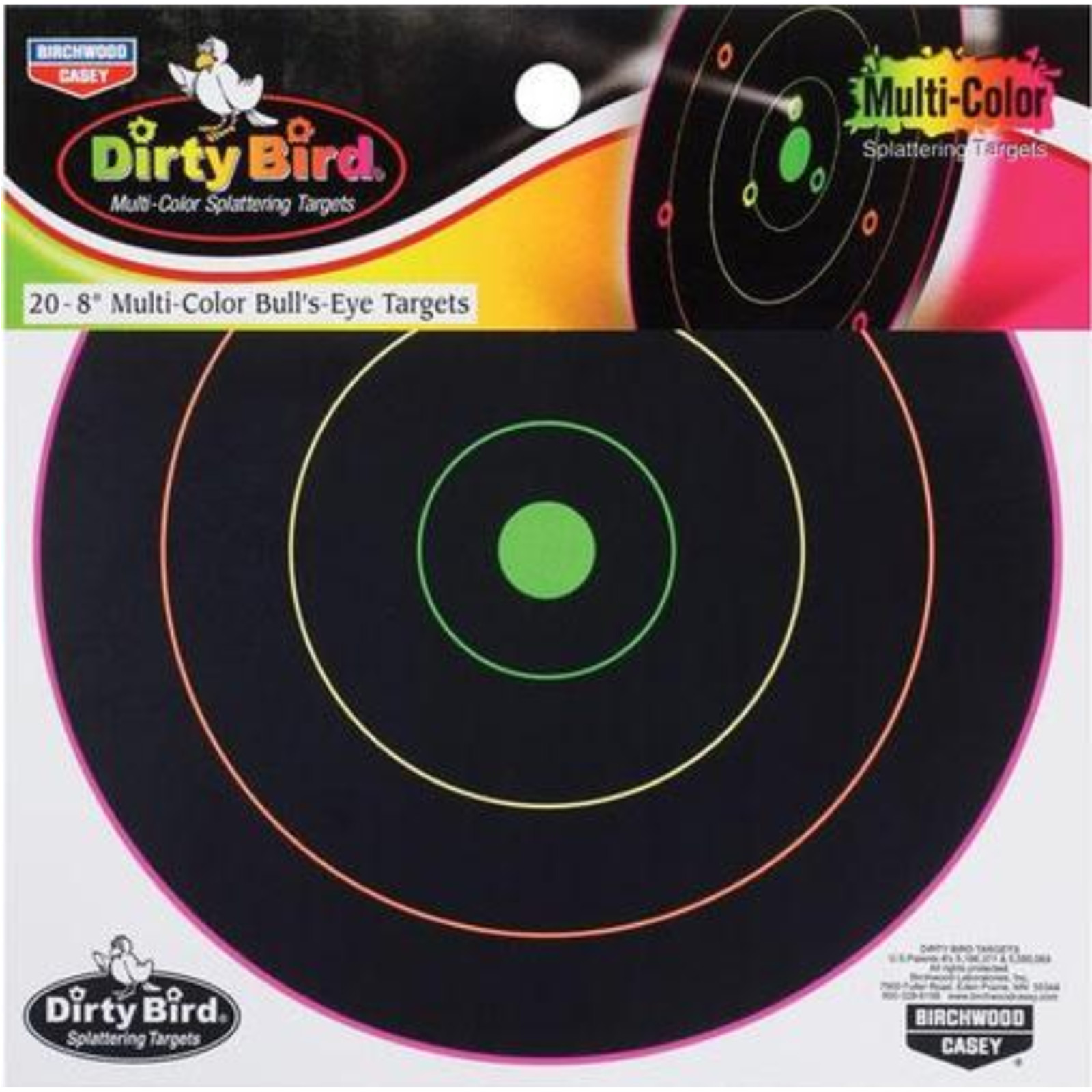 Birchwood Casey BC-35820 Dirty Bird Multicolor Bullseye 8" Target Pack of 20