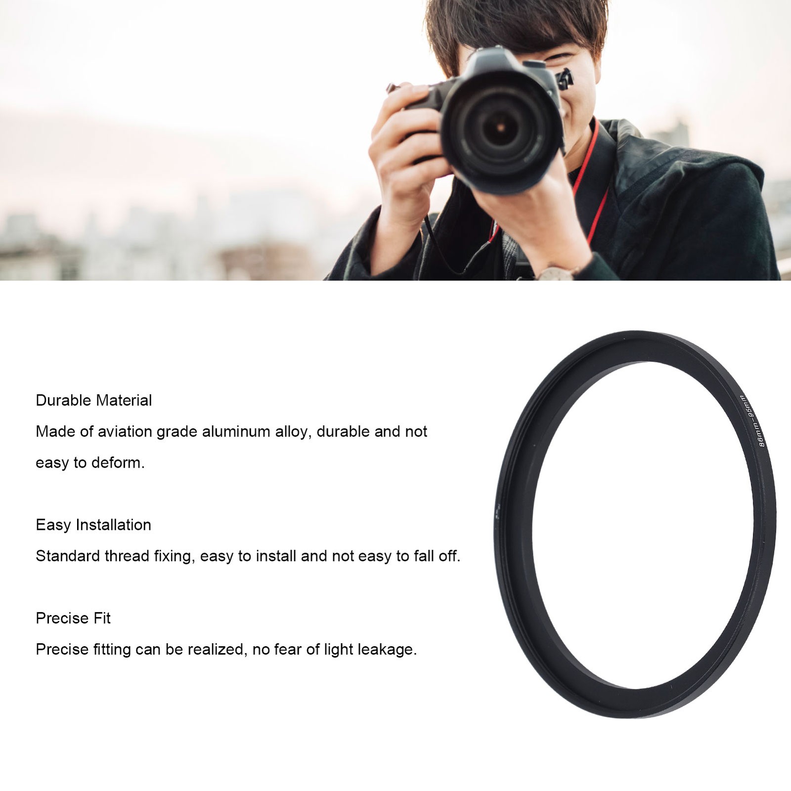 Lens Adapter Ring Aluminum 86MM‑95MM Standard Thread Step Up Camera Lens WT