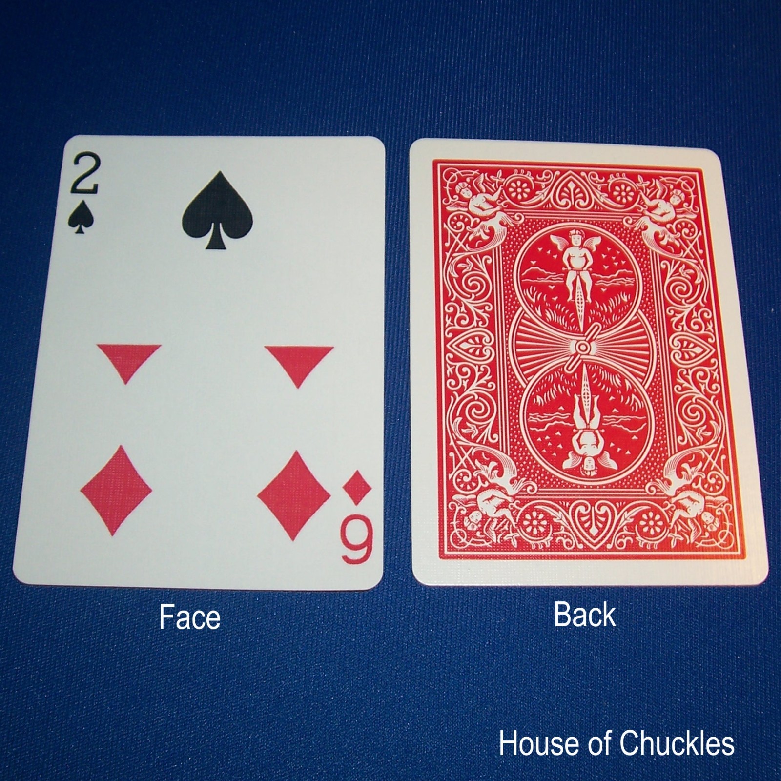 2 Spades / 6 Diamonds, Half & Half Horizontal, Bicycle Printed Gaff Card, Red
